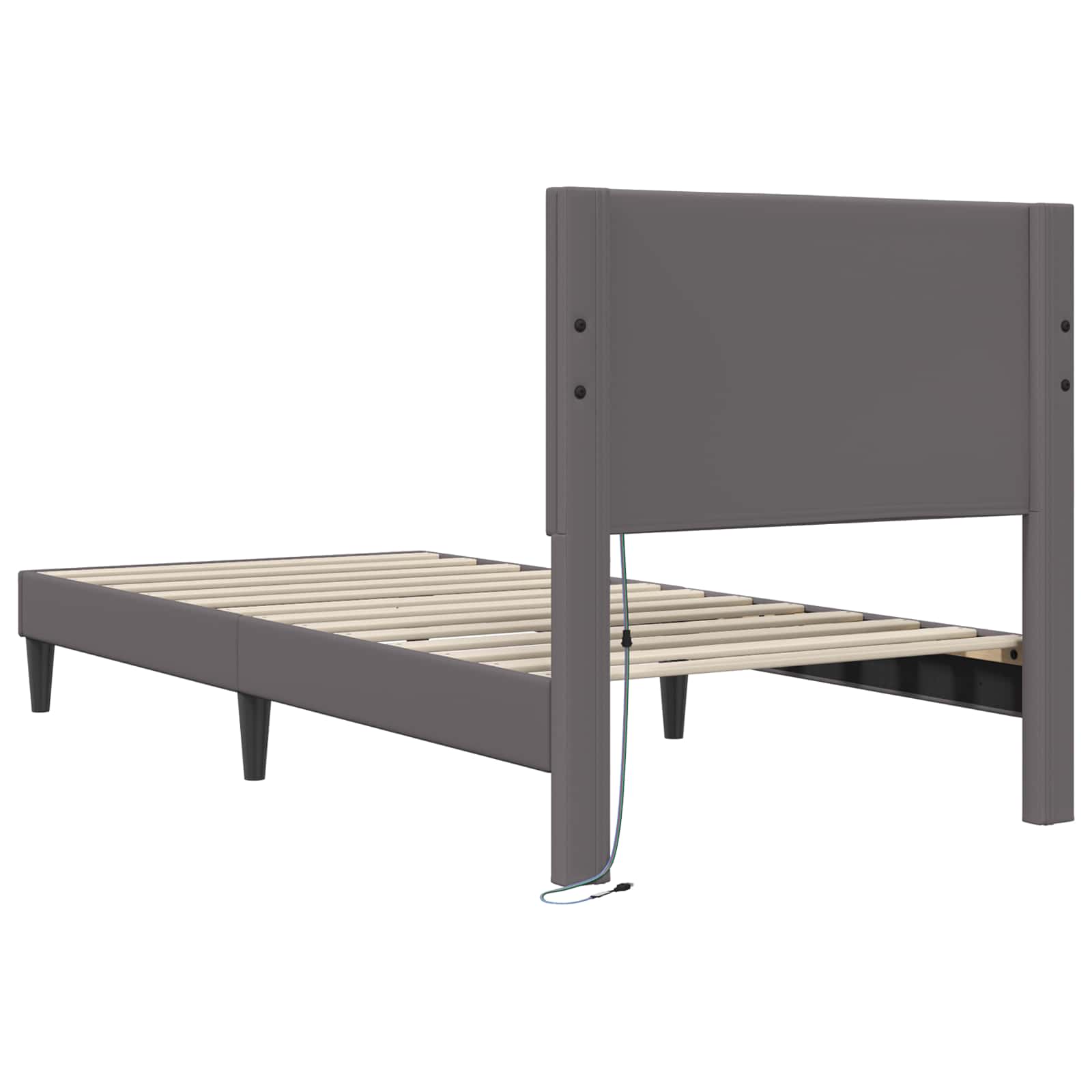 Krevetna konstrukcija Siva 90 x 190 cm Umjetna koža