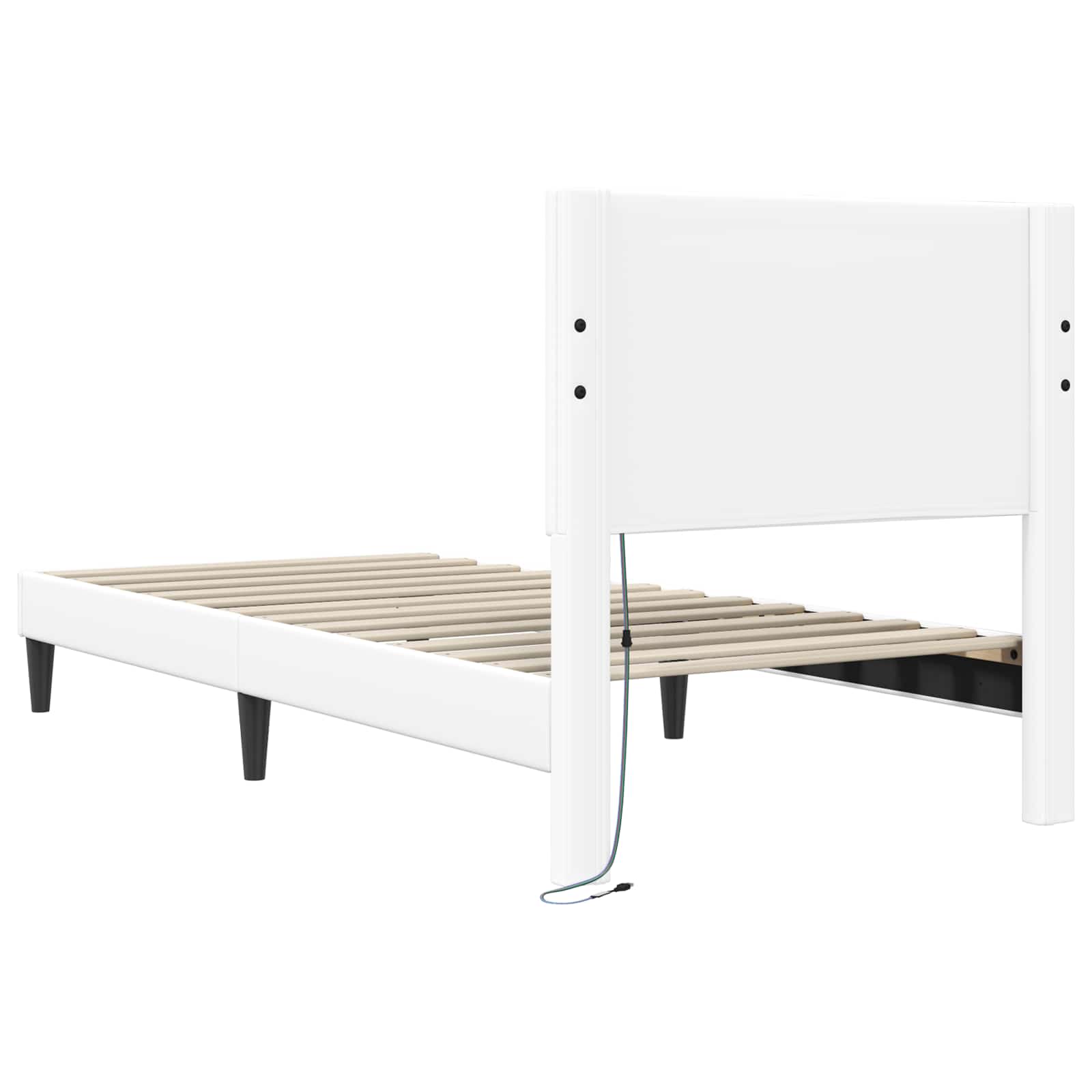 Krevetna konstrukcija Bijela 90 x 200 cm Umjetna koža