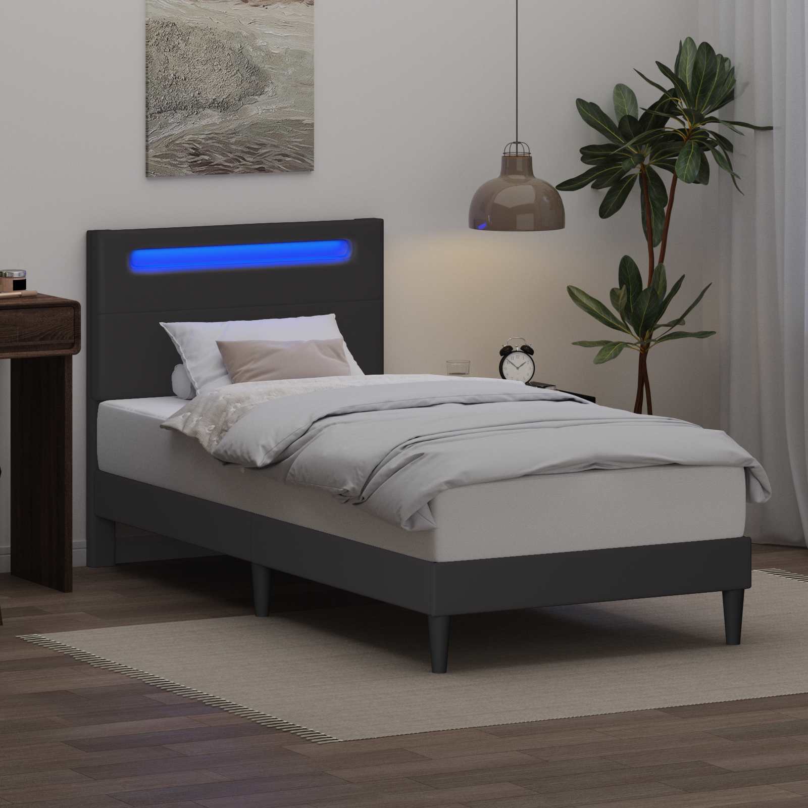 Krevetna konstrukcija Siva 100 x 200 cm Umjetna koža