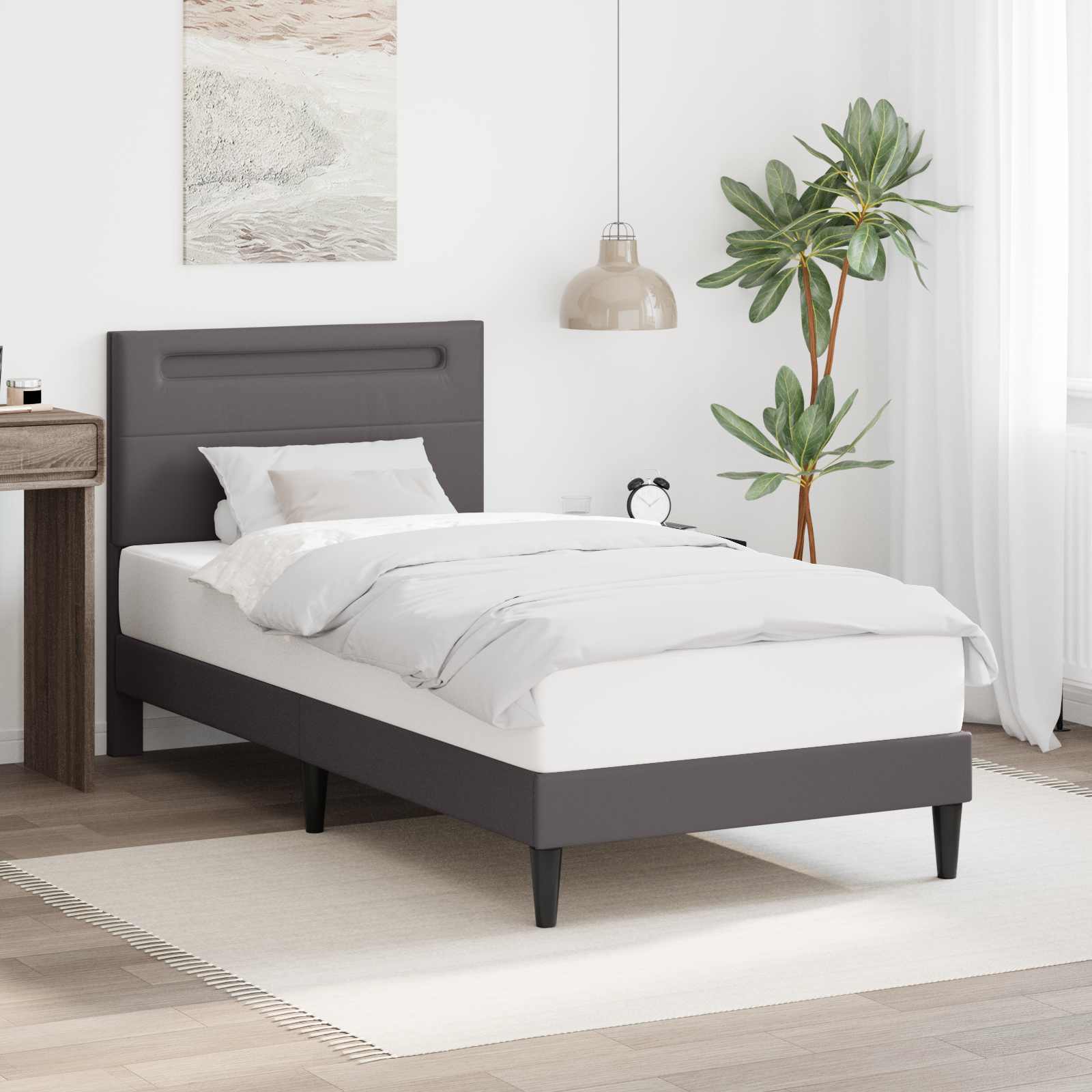 Krevetna konstrukcija Siva 100 x 200 cm Umjetna koža