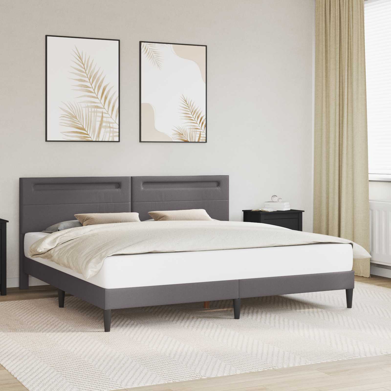 Krevetna konstrukcija Siva 200 x 200 cm Umjetna koža
