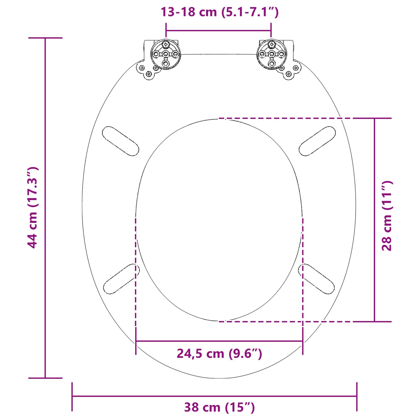 Toaletna sjedala s mekim zatvaranjem 2 pcs Sivi 44 x 38 cm