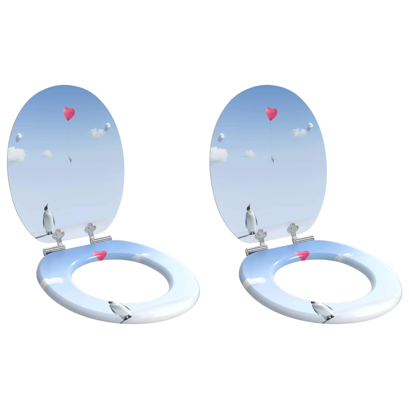 Toaletna sjedala s mekim zatvaranjem 2 pcs Plava 44 x 38 cm