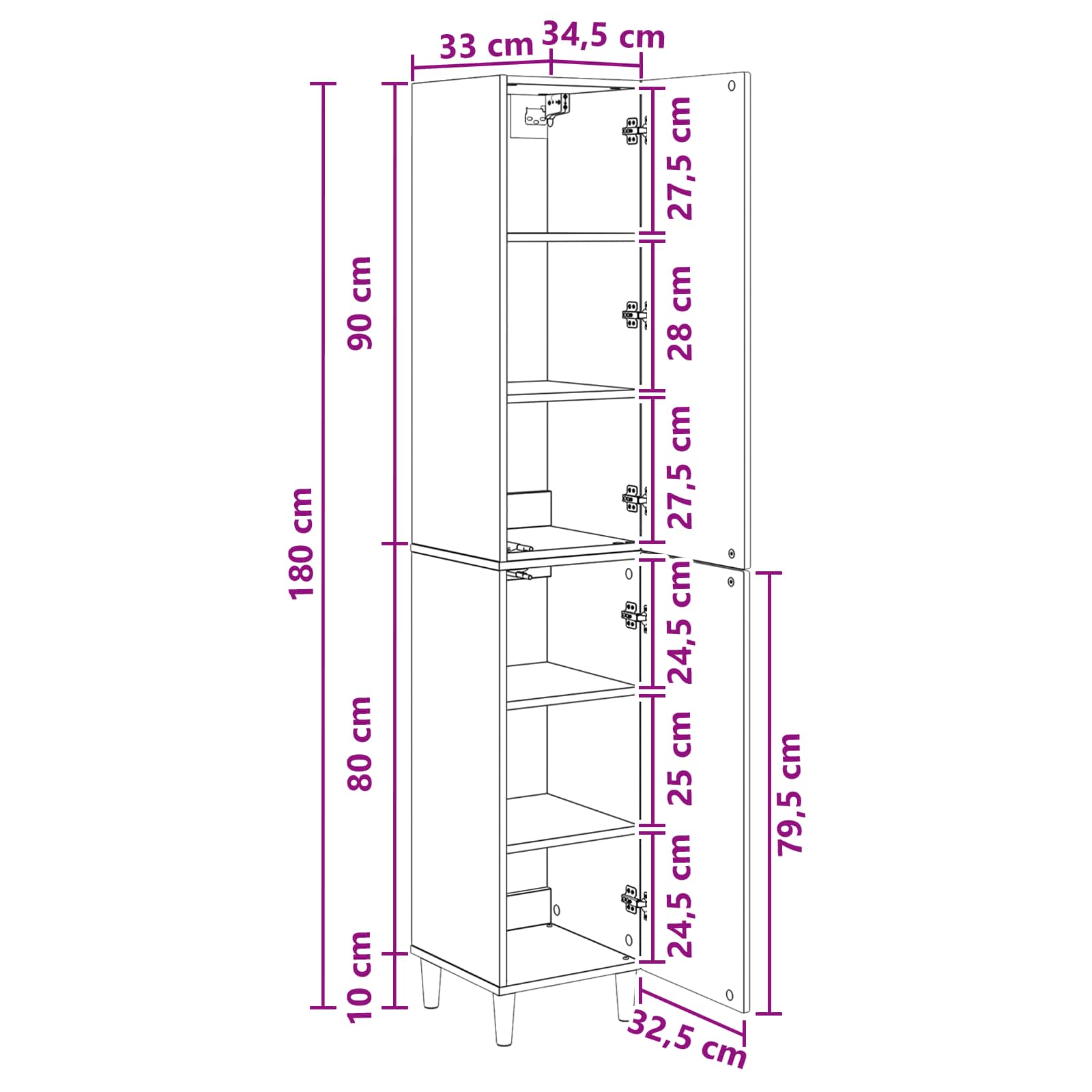 Set ormara 2 pcs 33 x 34,5 x 90 cm Konstruirano drvo