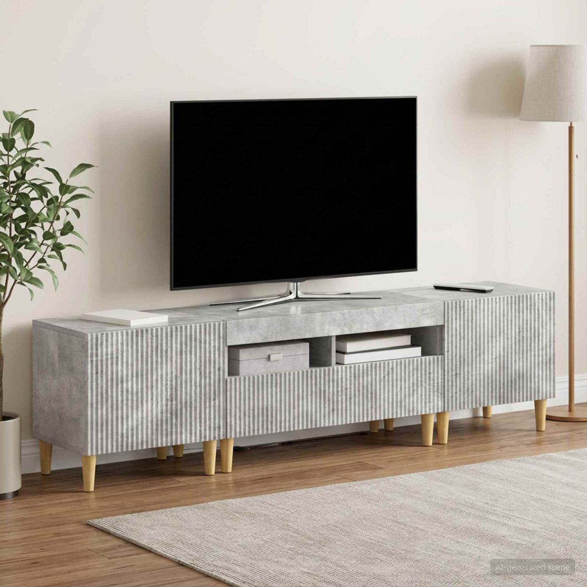 3-dijelni LED TV kabinet ARNHEM 3 kom. Betonska siva
