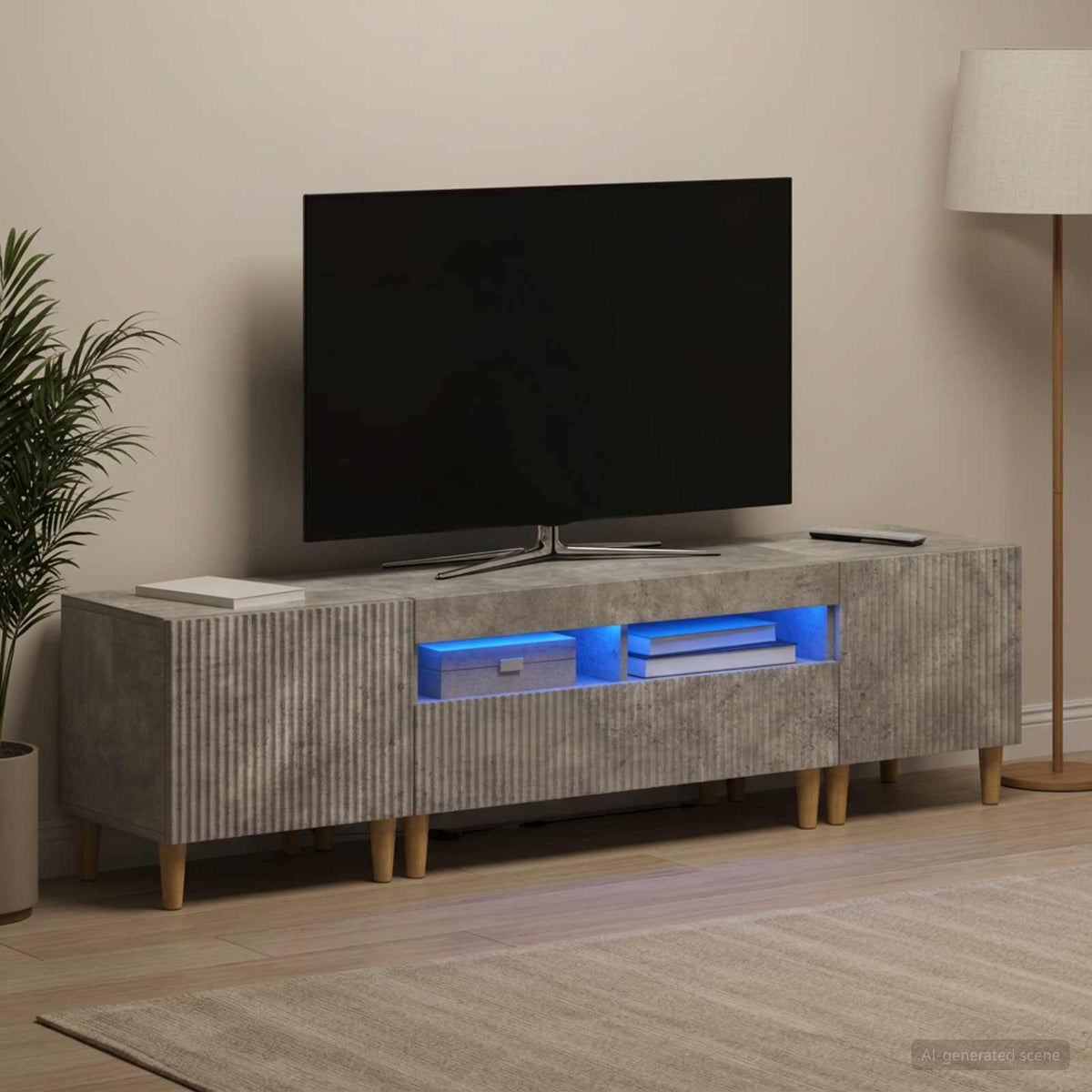 3-dijelni LED TV kabinet ARNHEM 3 kom. Betonska siva