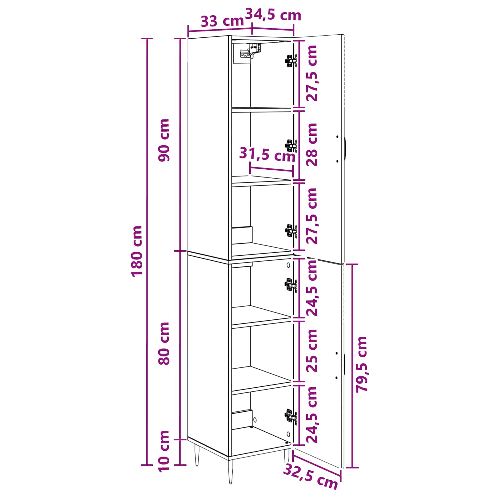 Set ormara 2 pcs Bijela visokog sjaja 33 x 34,5 x 89,5 cm