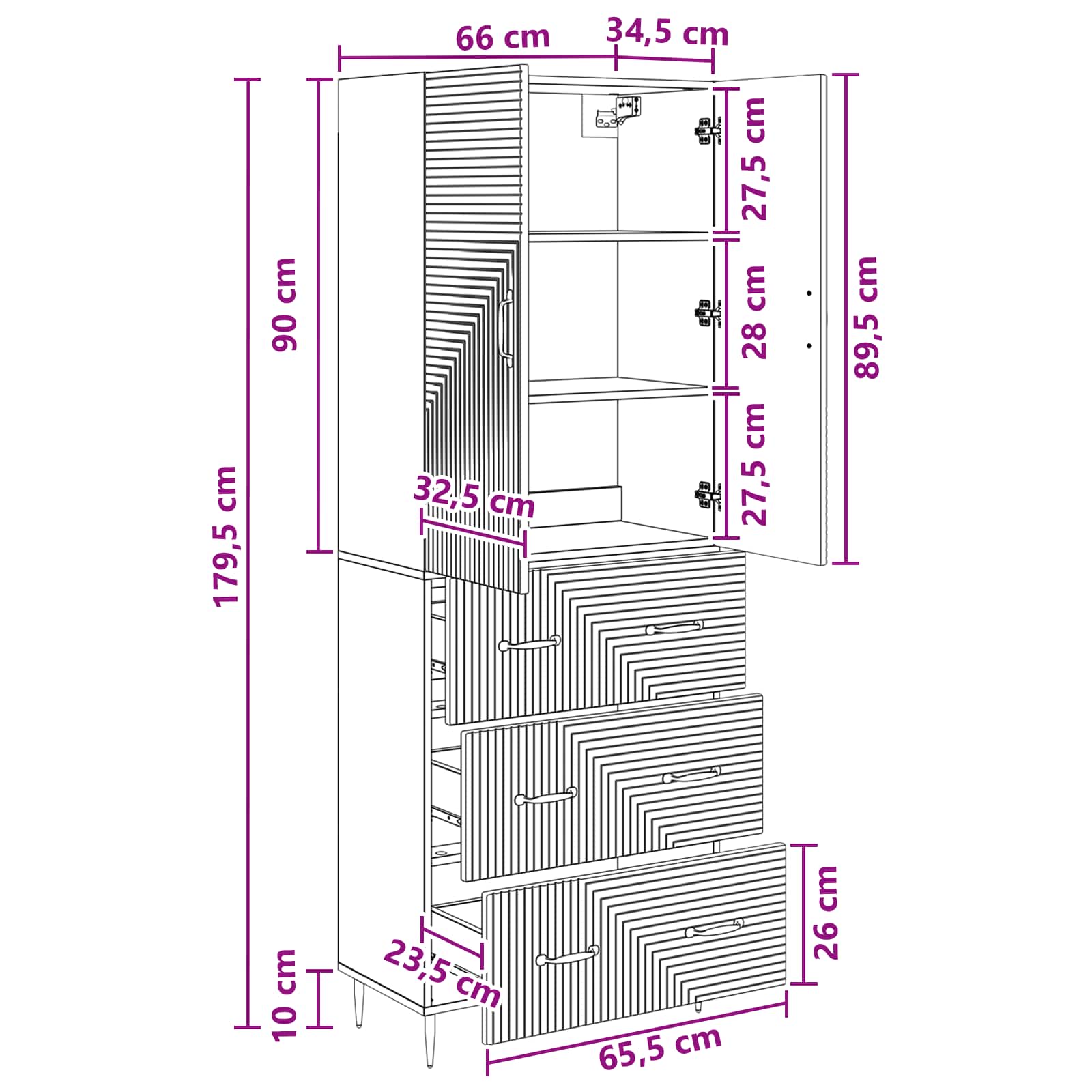 Set ormara 2 pcs Bijela visokog sjaja 66 x 34,5 x 90 cm