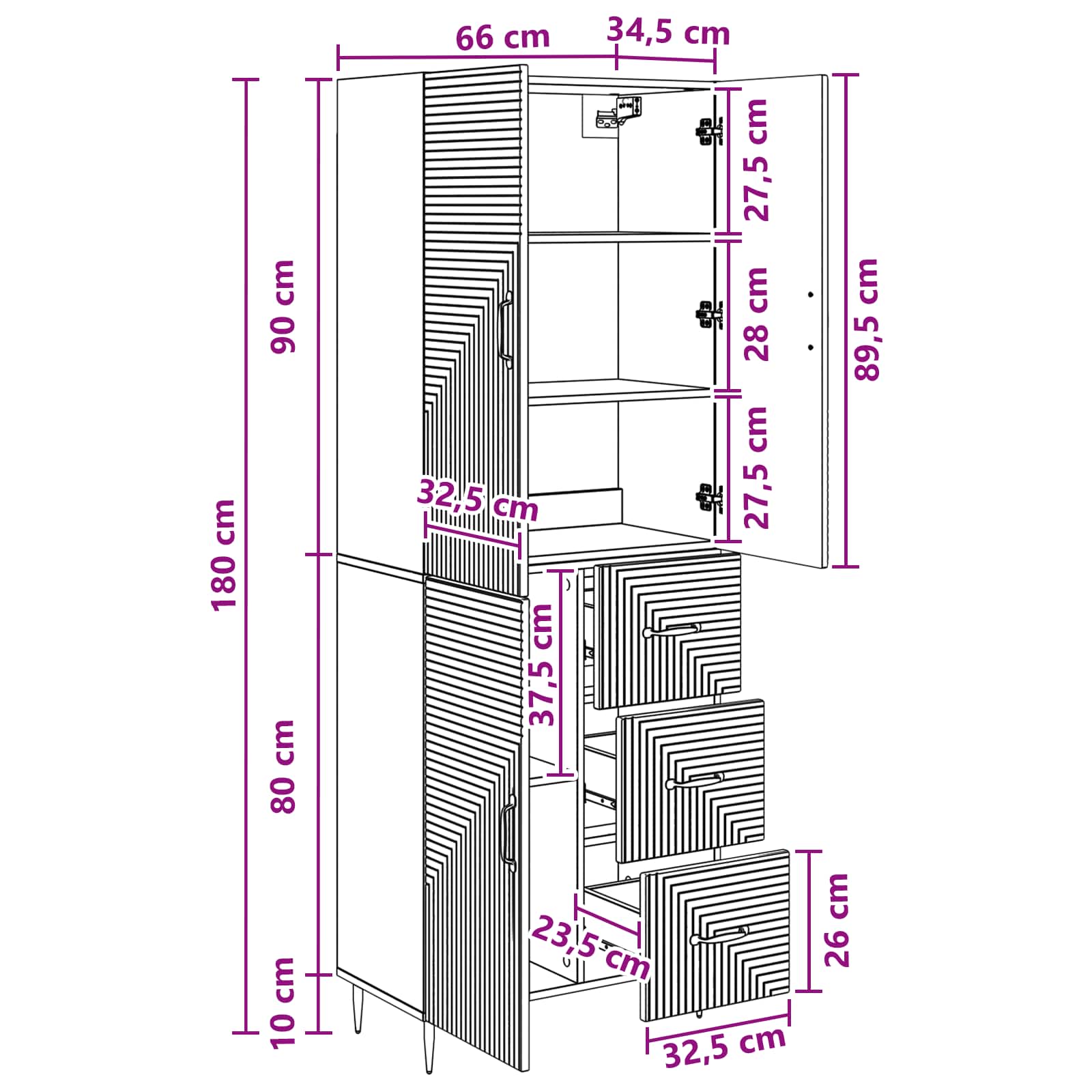 Set ormara 2 pcs Crna 66 x 34,5 x 89,5 cm Konstruirano drvo
