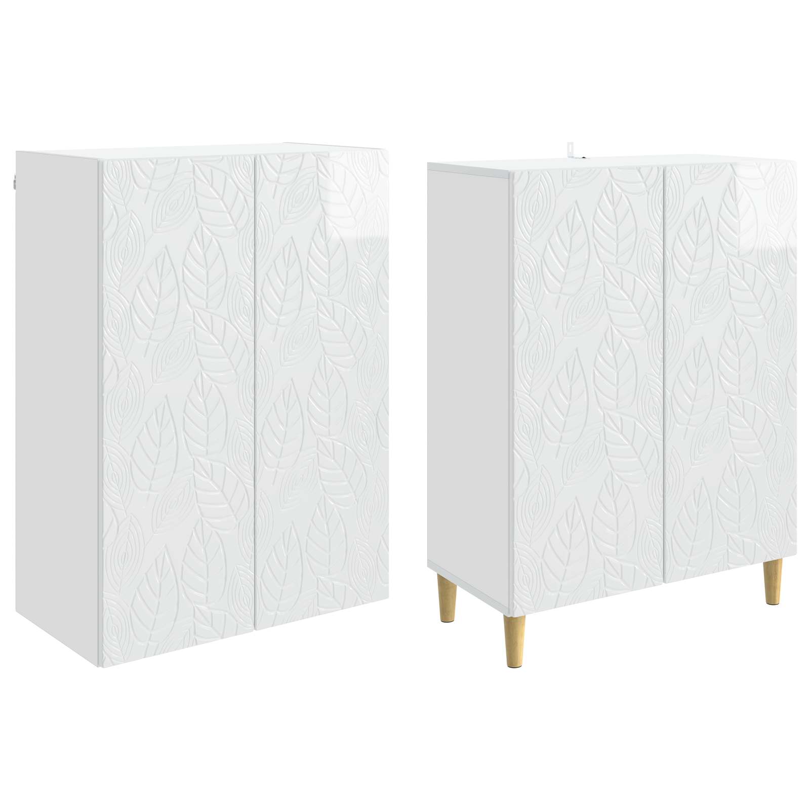 Set ormara 2 pcs Bijela visokog sjaja Konstruirano drvo