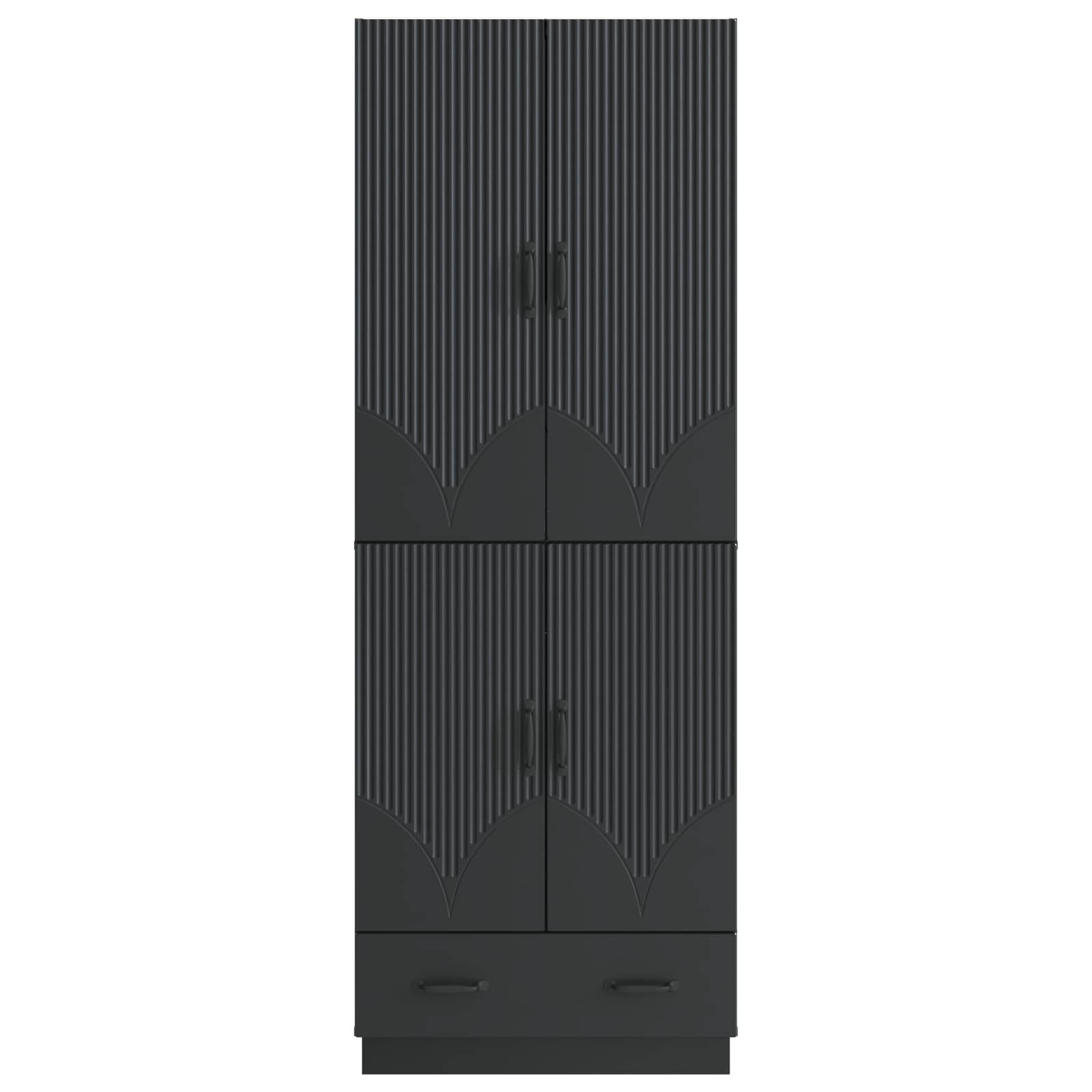 Set ormara 2 pcs Crna Konstruirano drvo