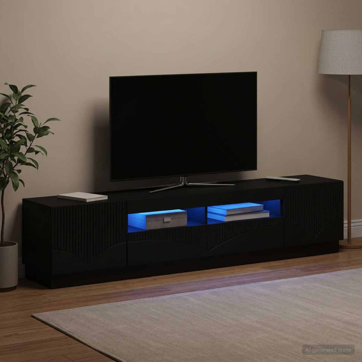 LED TV kabinet HOORN 3 kom. Crna Konstruirano drvo 100 x 35 x 40 cm
