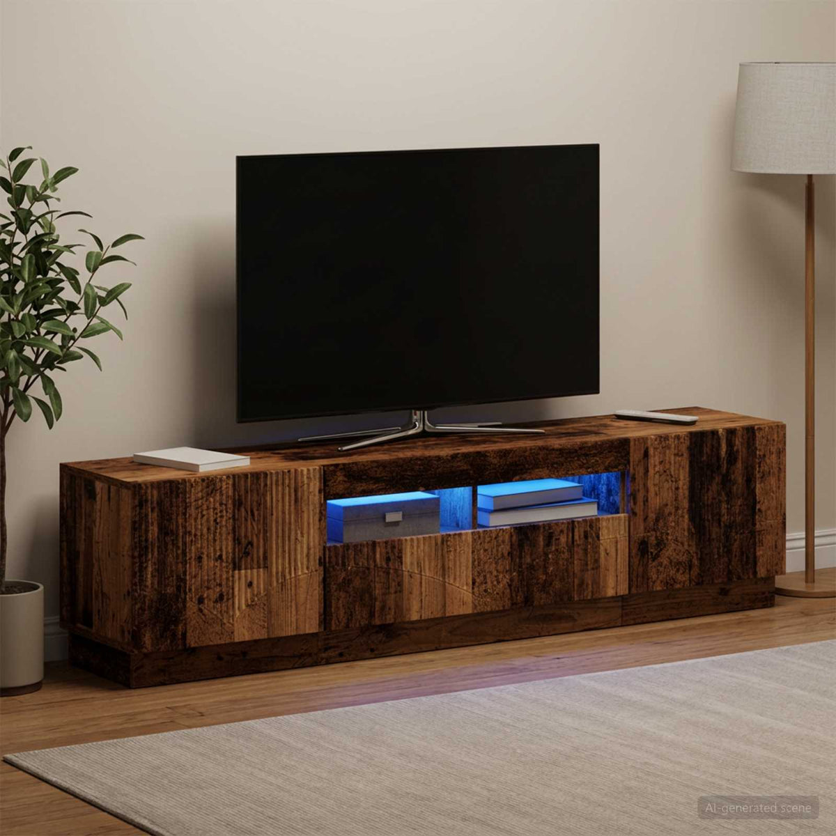 LED TV kabinet HOORN 3 kom. Staro drvo Konstruirano drvo Siva 81 x 35 x 40 cm