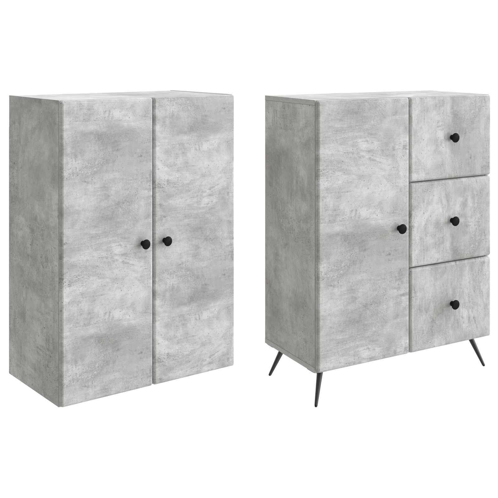 Set ormara 2 pcs Betonska siva Konstruirano drvo