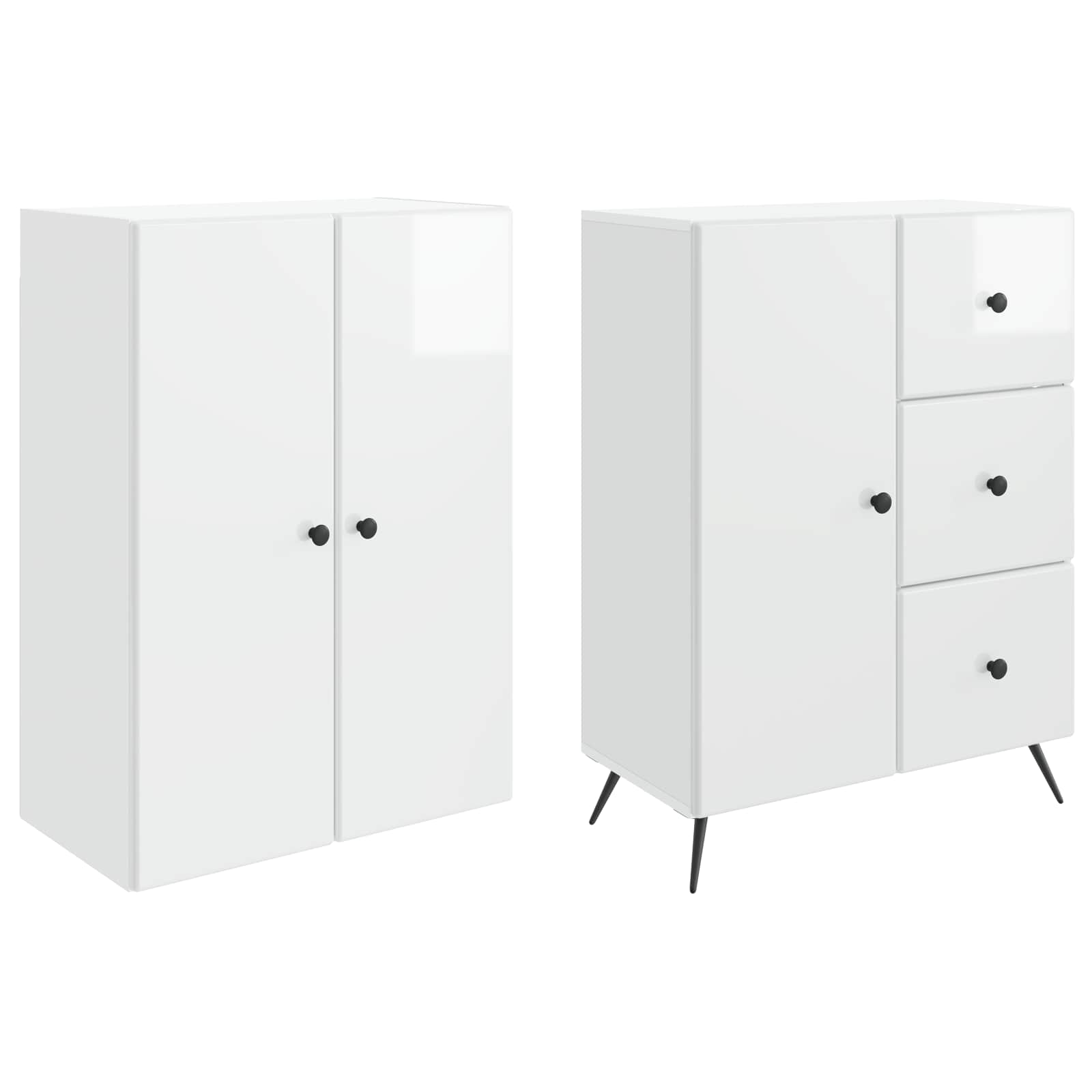 Set ormara 2 pcs Bijela visokog sjaja Konstruirano drvo