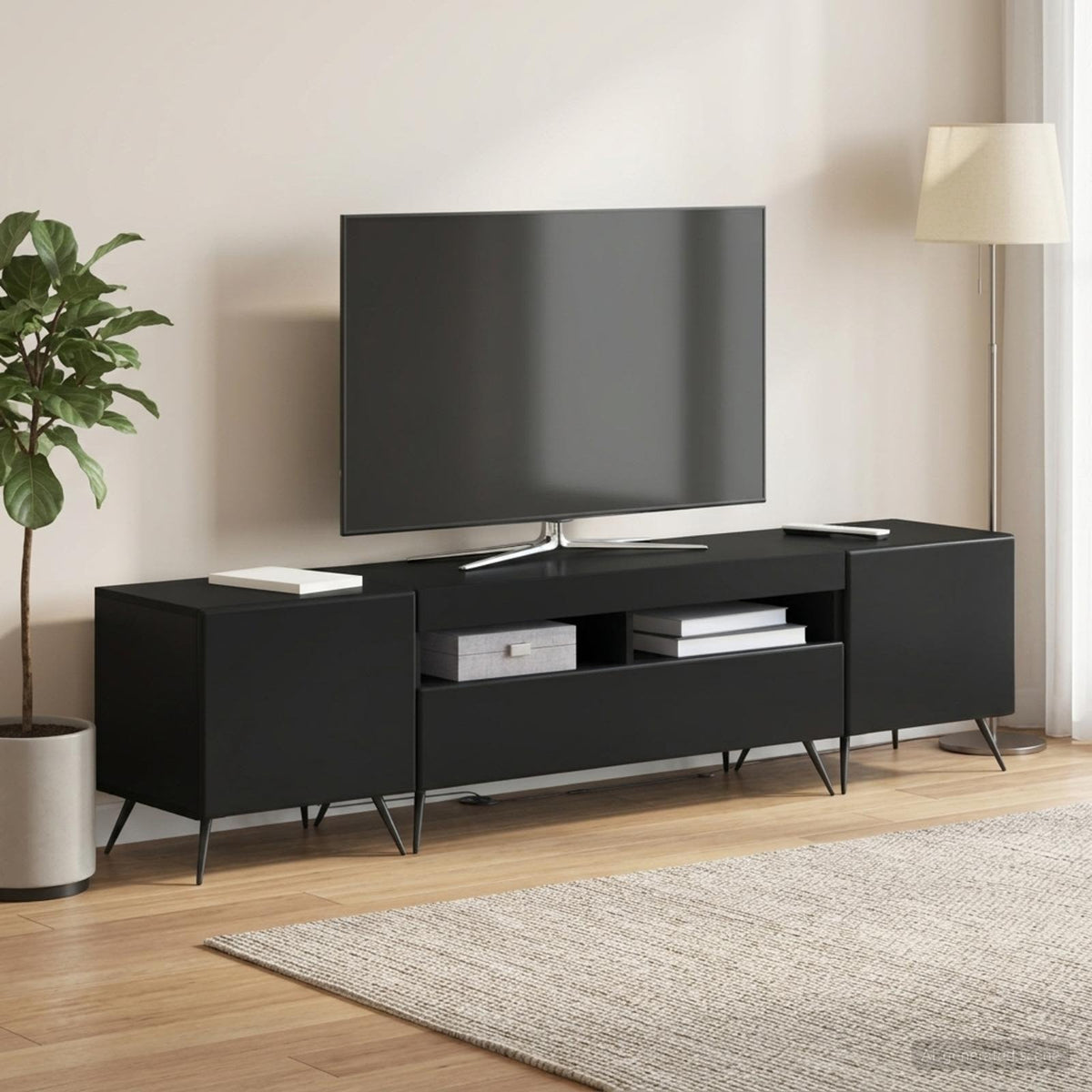 LED TV kabinet BREDA 3 kom. Crna Konstruirano drvo