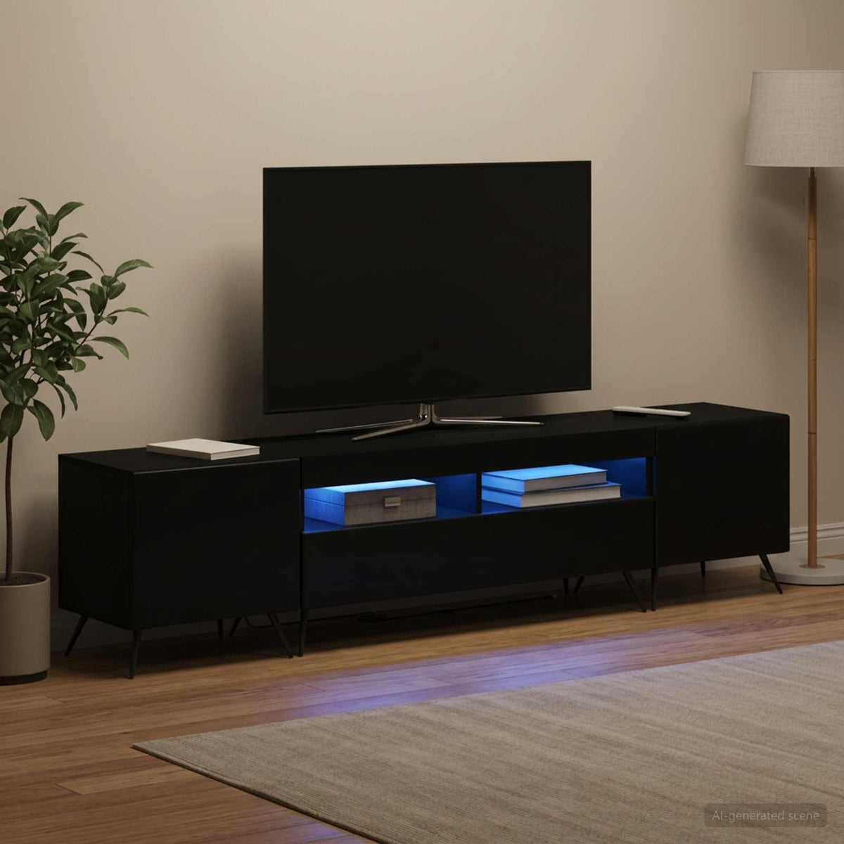 LED TV kabinet BREDA 3 kom. Crna Konstruirano drvo