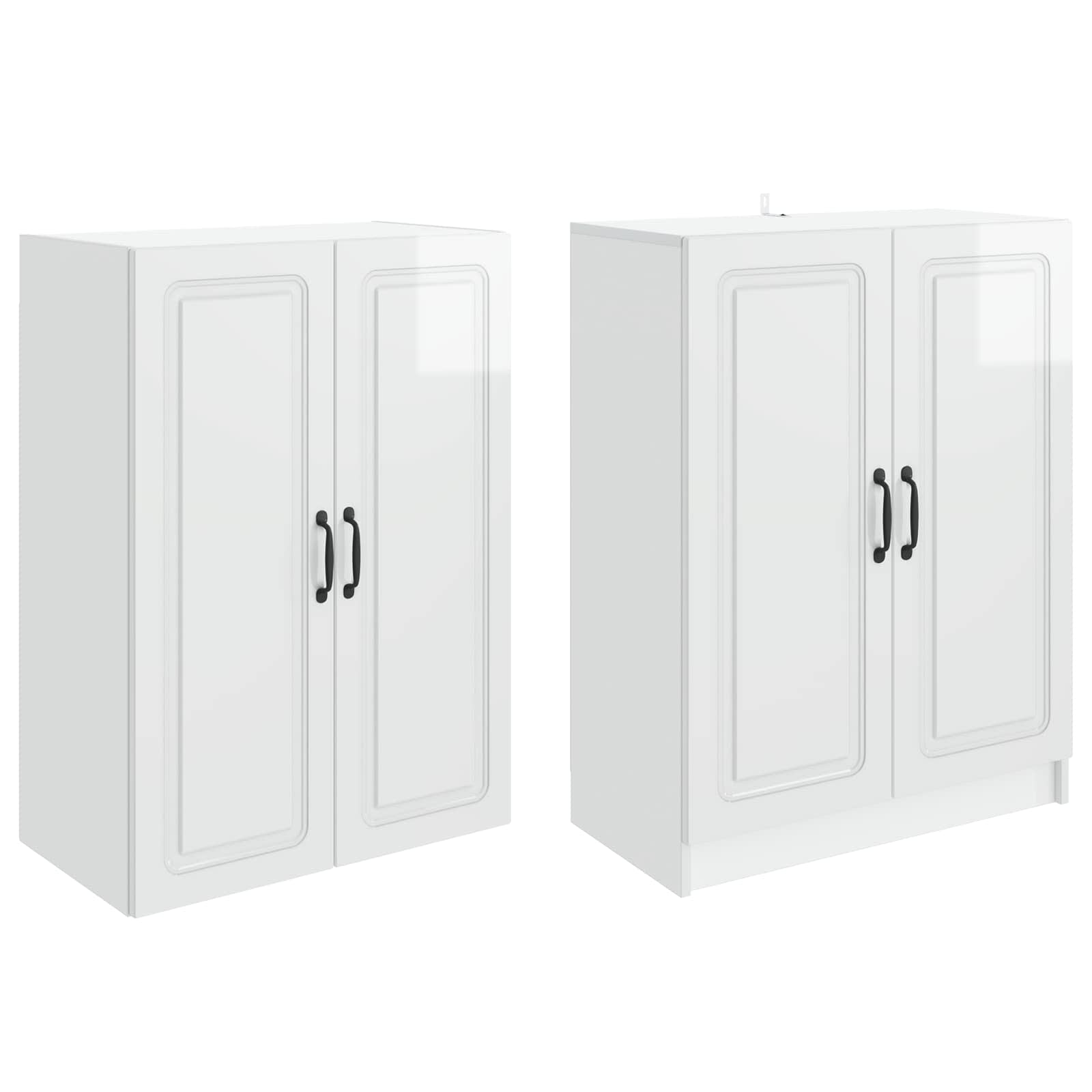 Set ormara 2 pcs Bijela visokog sjaja Konstruirano drvo