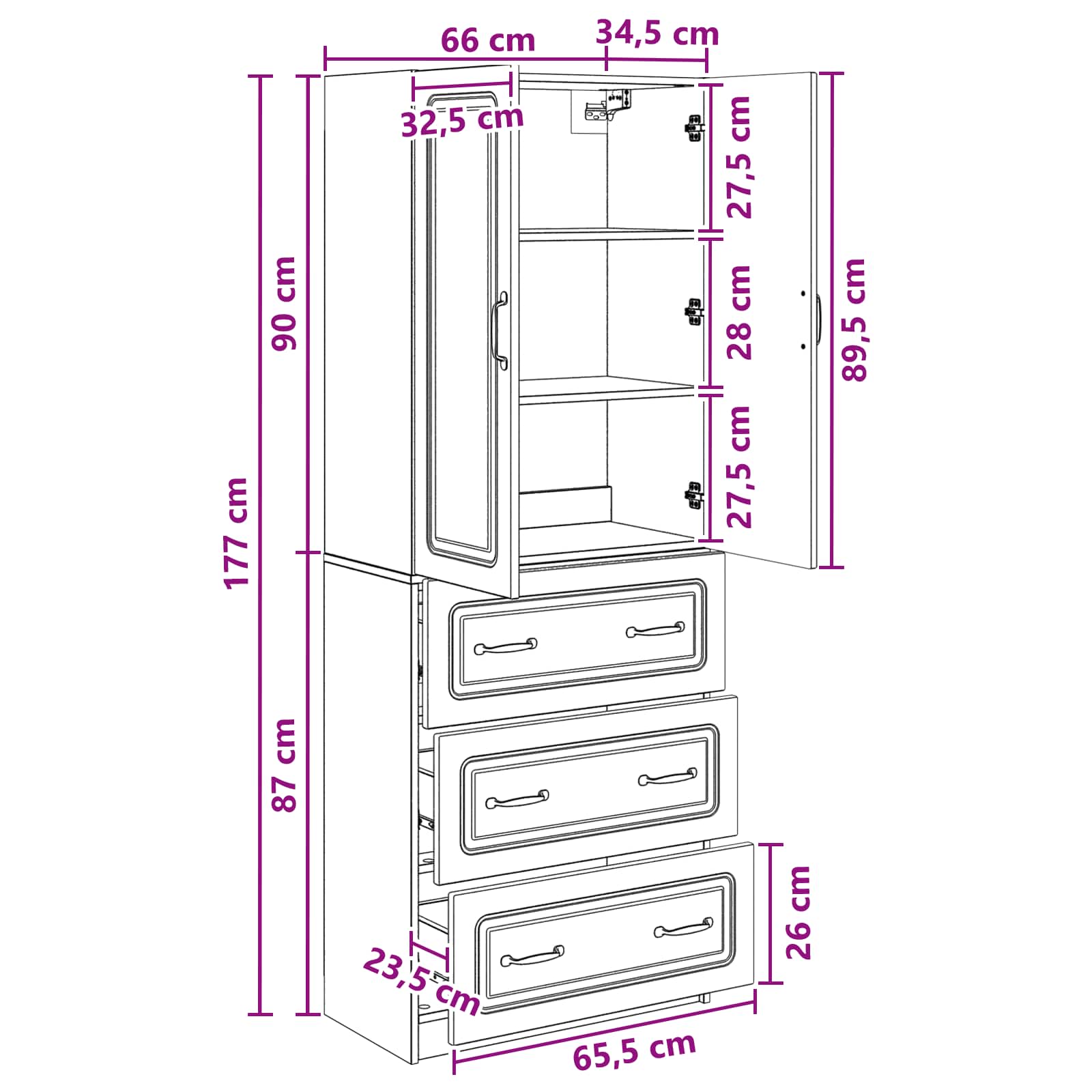 Set ormara 2 pcs Betonska siva 66 x 34,5 x 87 cm