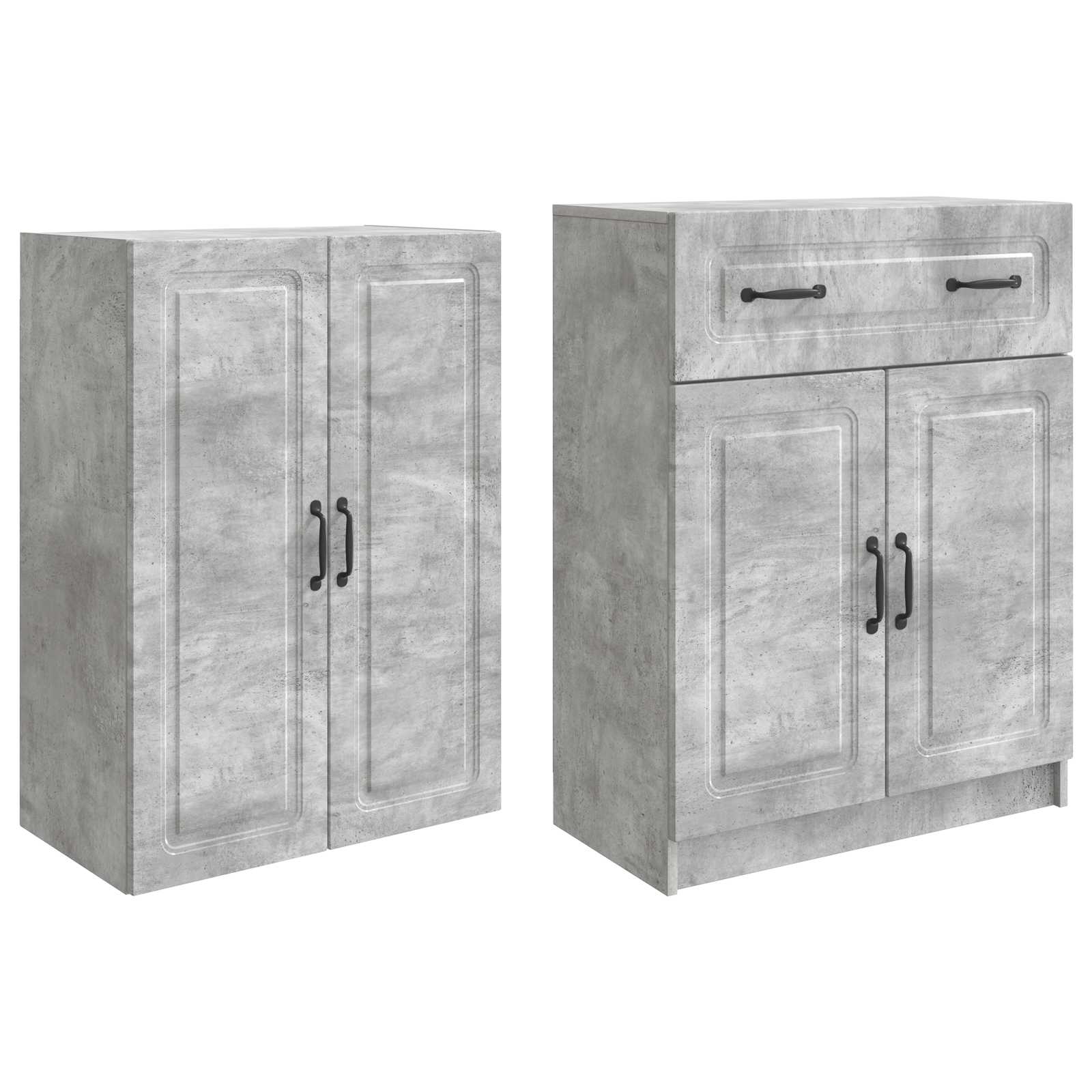 Set ormara 2 pcs Betonska siva Konstruirano drvo