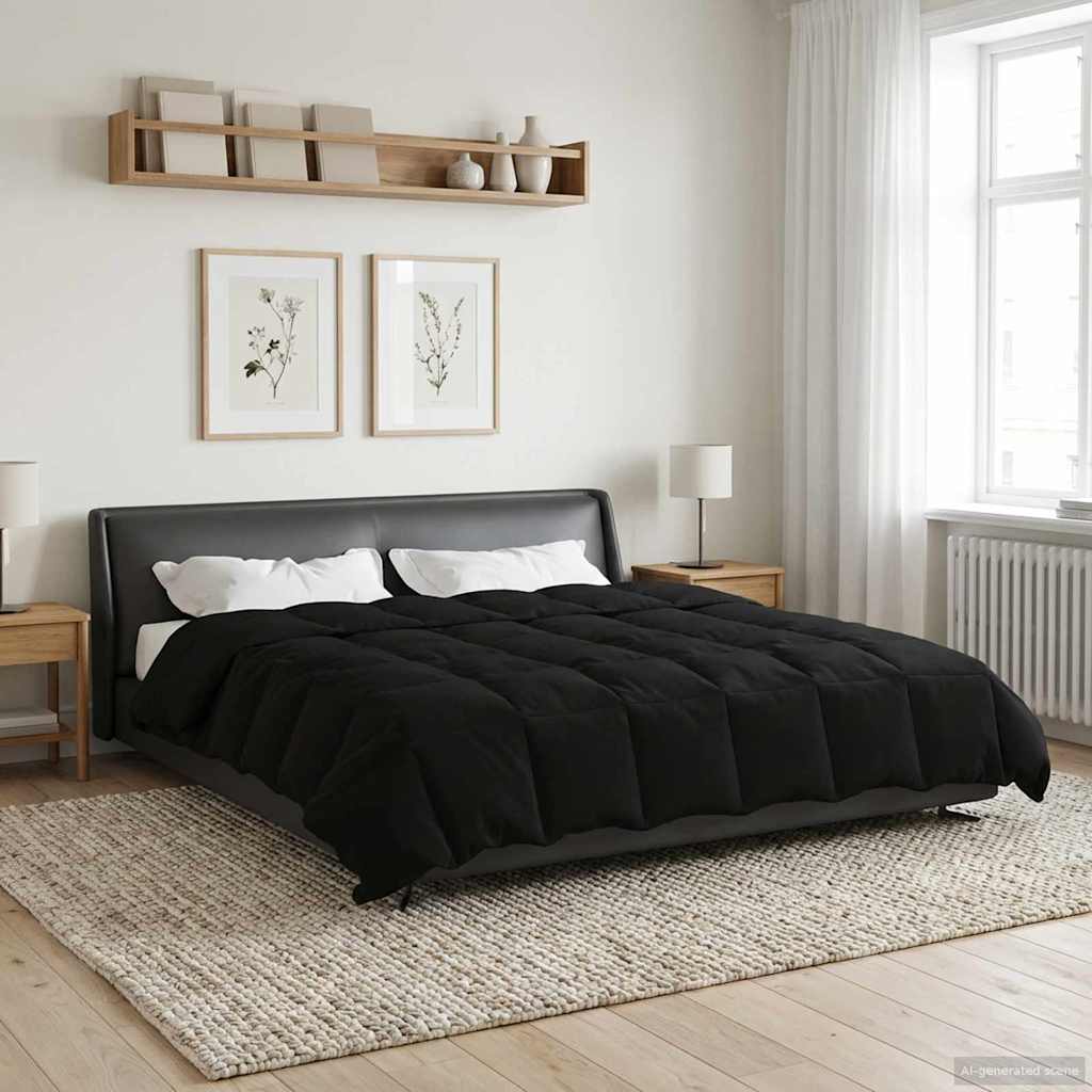 Puni pokrivač za cijelu godinu Crna 200 x 200 cm Mikrovlakna