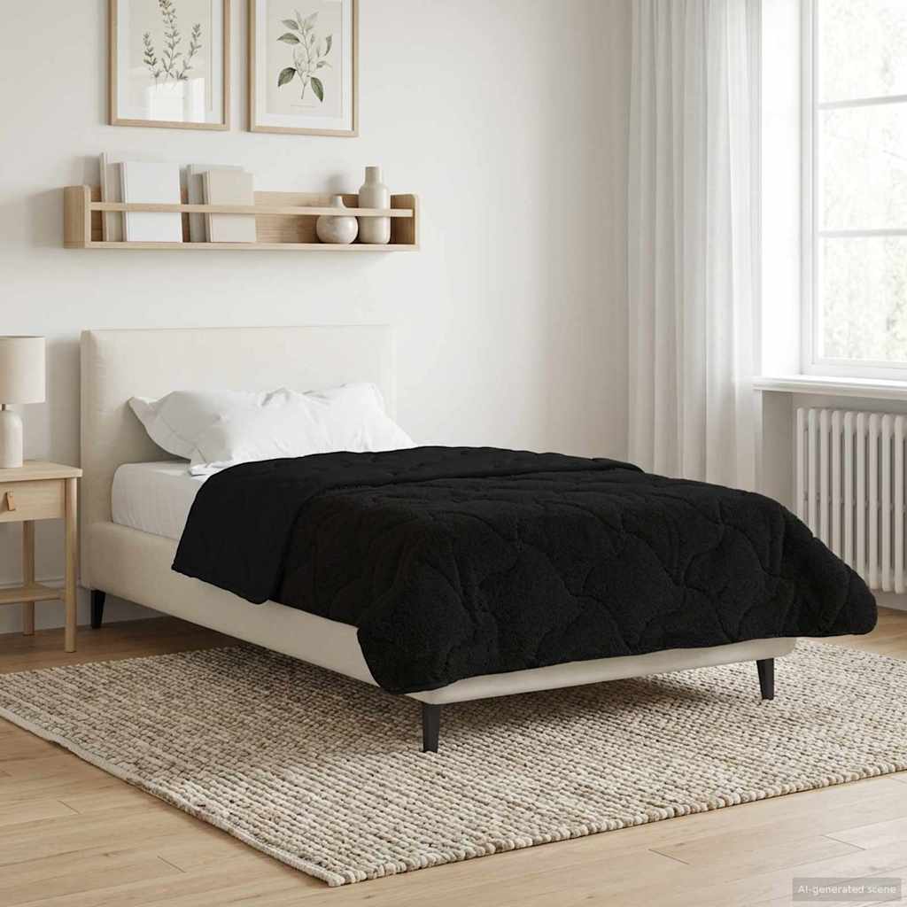 Ljetni pokrivač Crna 155 x 200 cm Mikrofibra i teddy flis