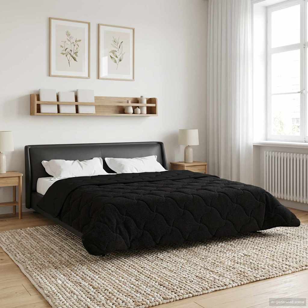 Ljetni pokrivač Crna 220 x 260 cm Mikrofibra i teddy flis