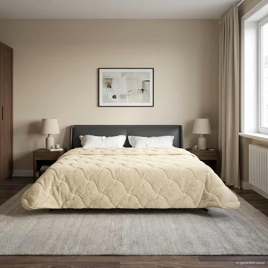 Ljetni pokrivač Krema 220 x 260 cm Mikrofibra i teddy flis