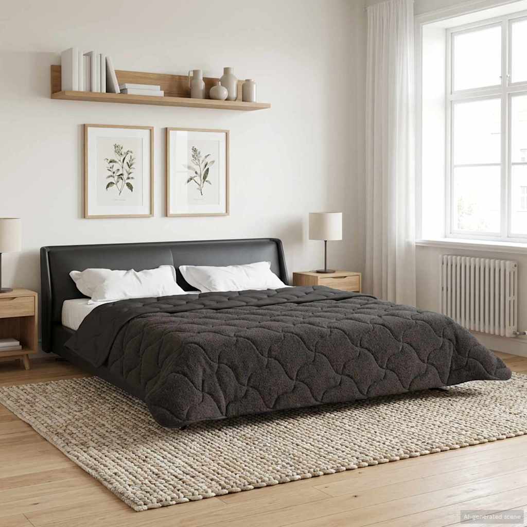 Zimska pokrivača Antracit 200 x 200 cm Mikrofibra i teddy flis