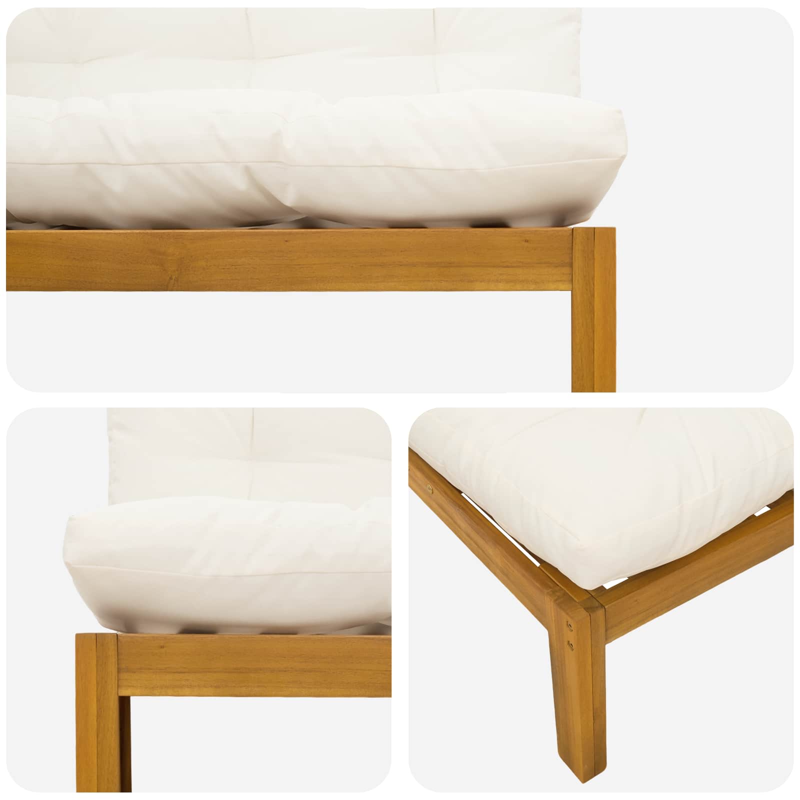 Srednji Sofe Jedinica Prirodna i krema bijela 120 x 80 x 82 cm