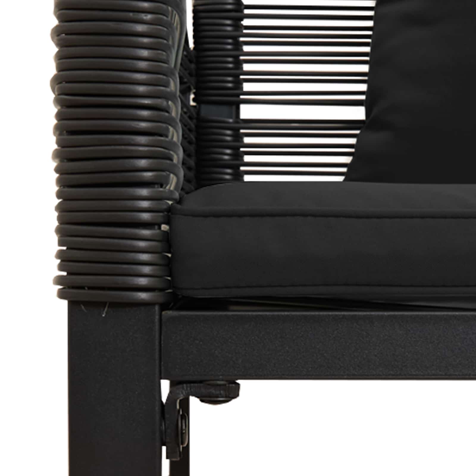Vanjska klupa s jastukom Crna 117 x 54 x 74.5 cm poliratan