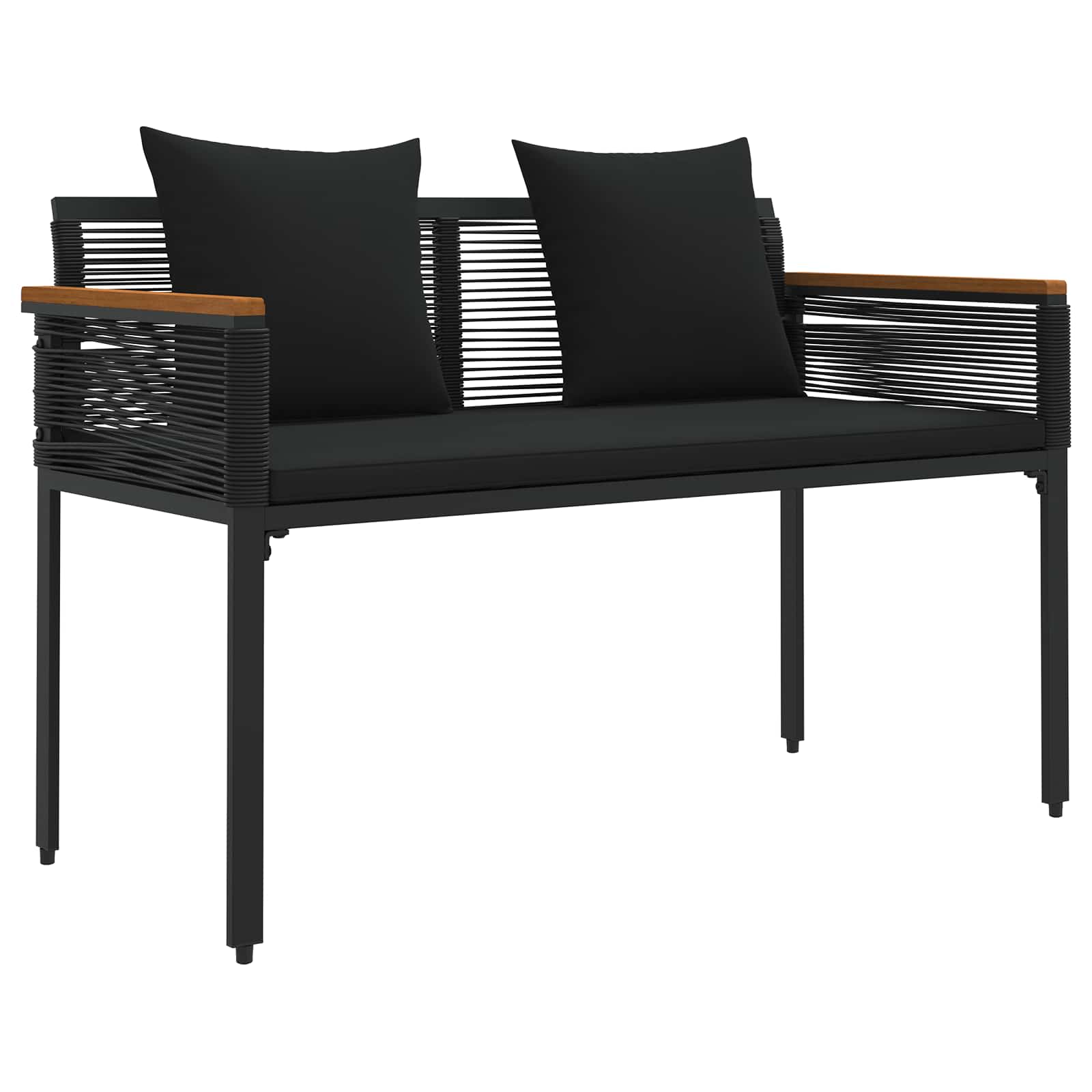 Vanjska klupa s jastukom Crna 117 x 54 x 74.5 cm poliratan