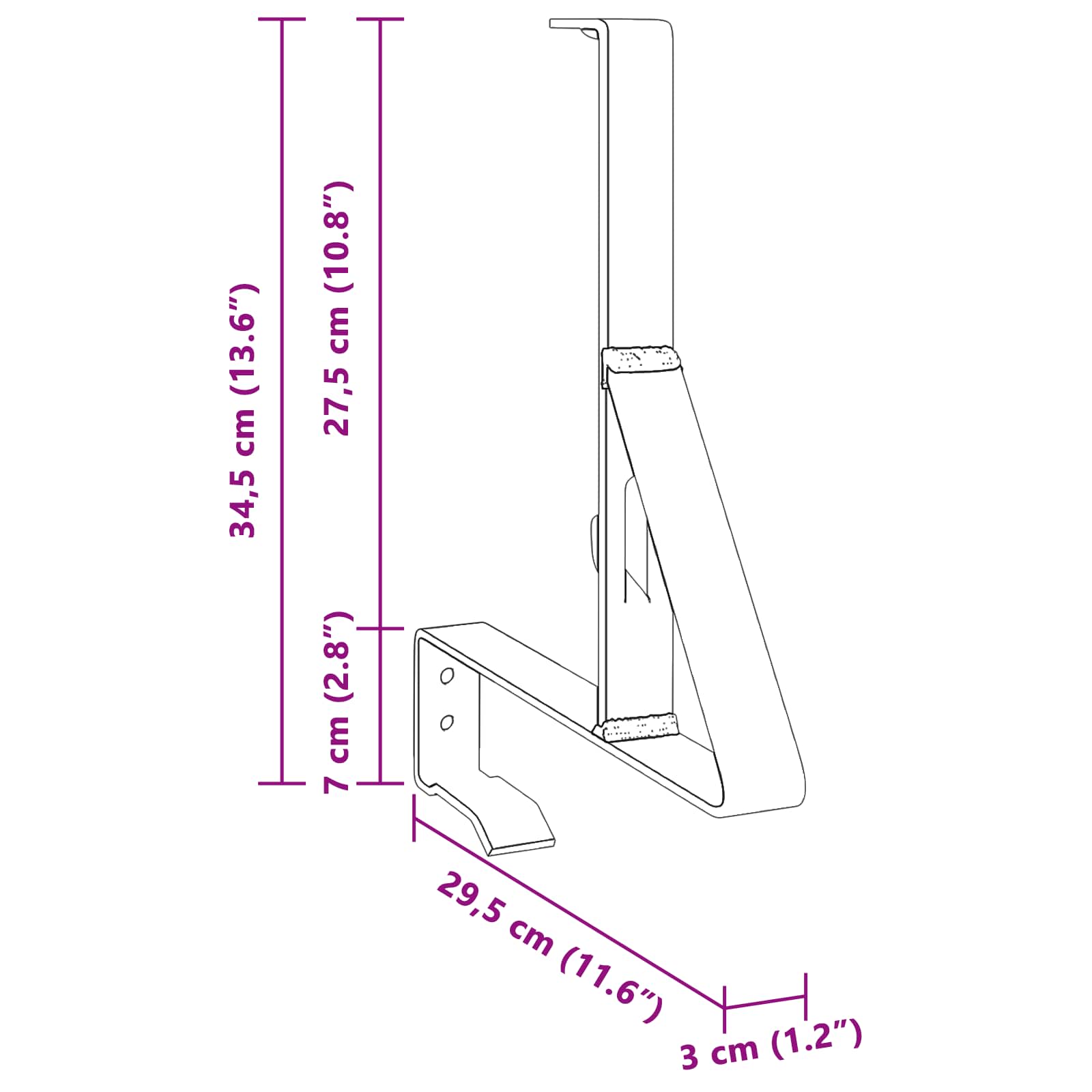 Podrška za zaštitu od snijega 2 pcs Crna 29,5 x 3 x 34,5 cm