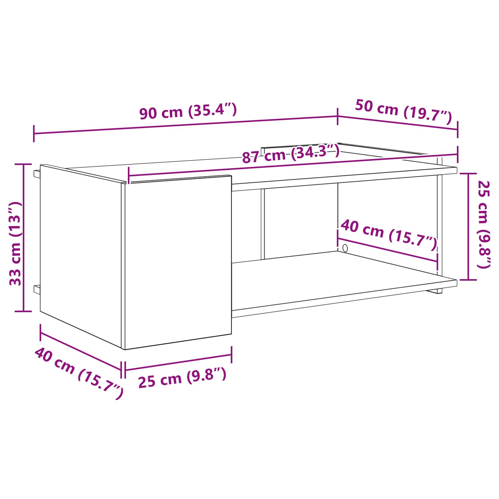 Kava Stol Staro drvo 90 x 50 x 33 cm Konstruirano drvo