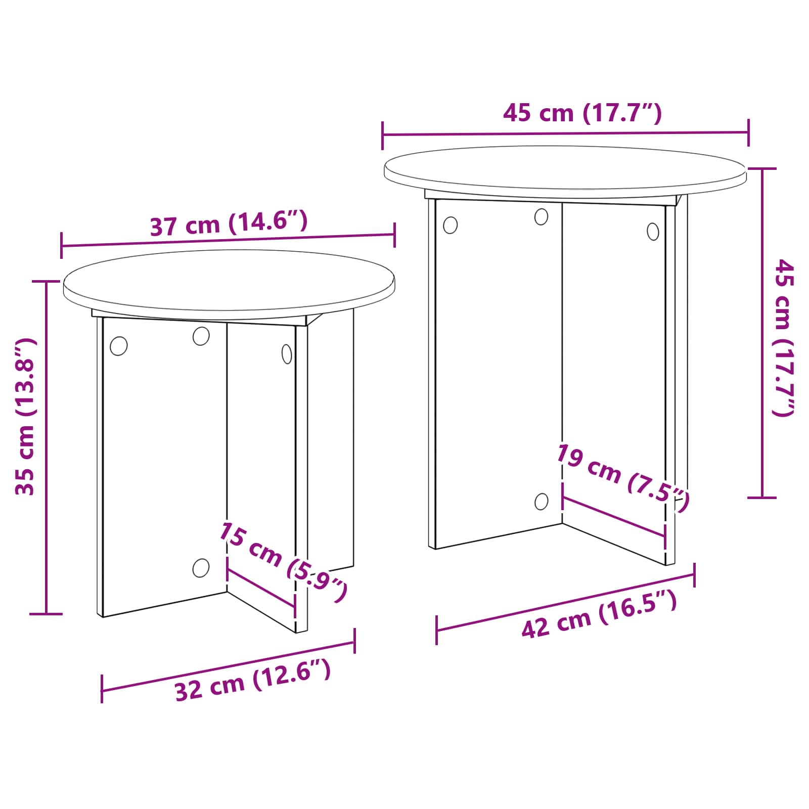 Set pomoćnih stolića s pohranom 2 pcs Bijela visokog sjaja