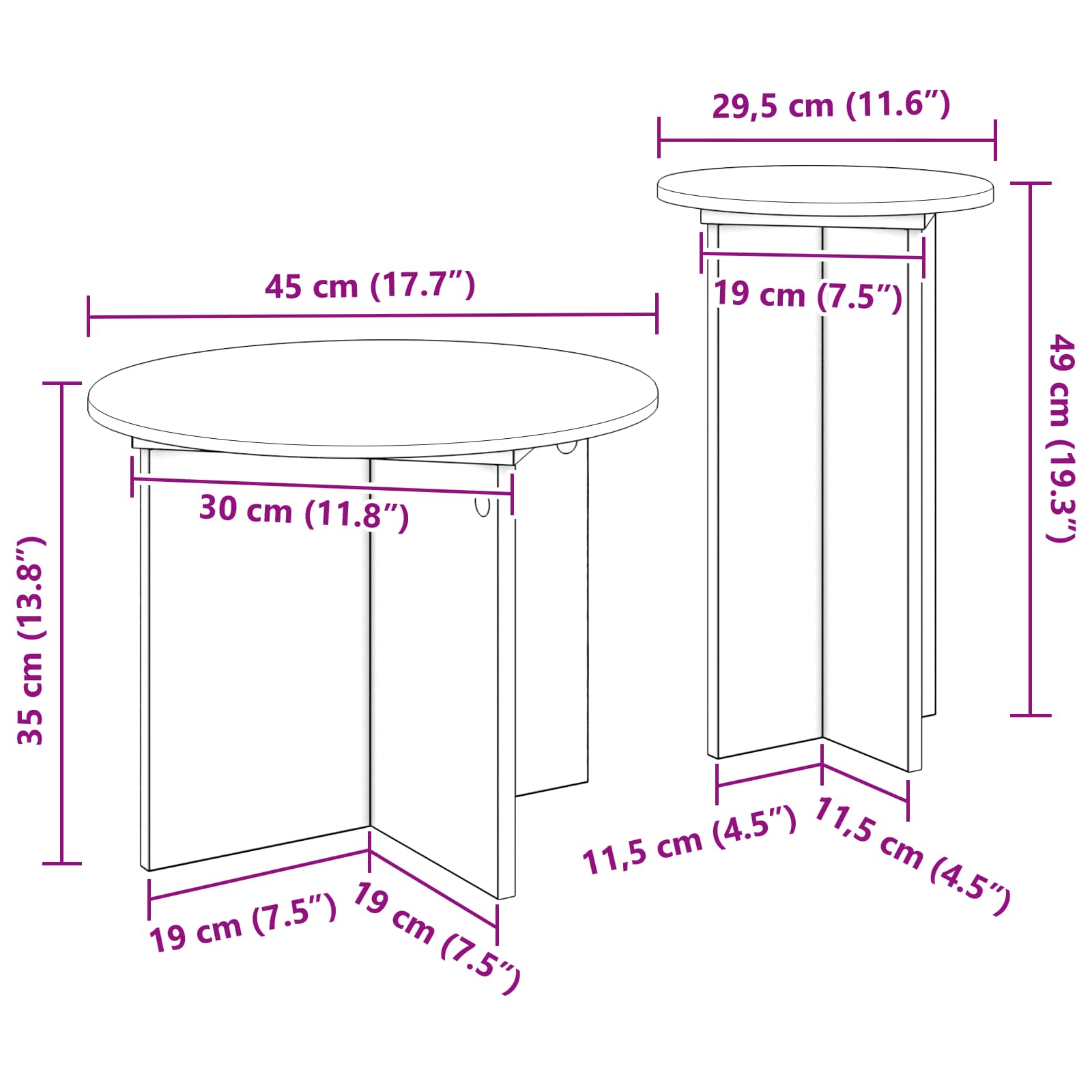 Set pomoćnih stolića 2 pcs Hrast sonoma Konstruirano drvo