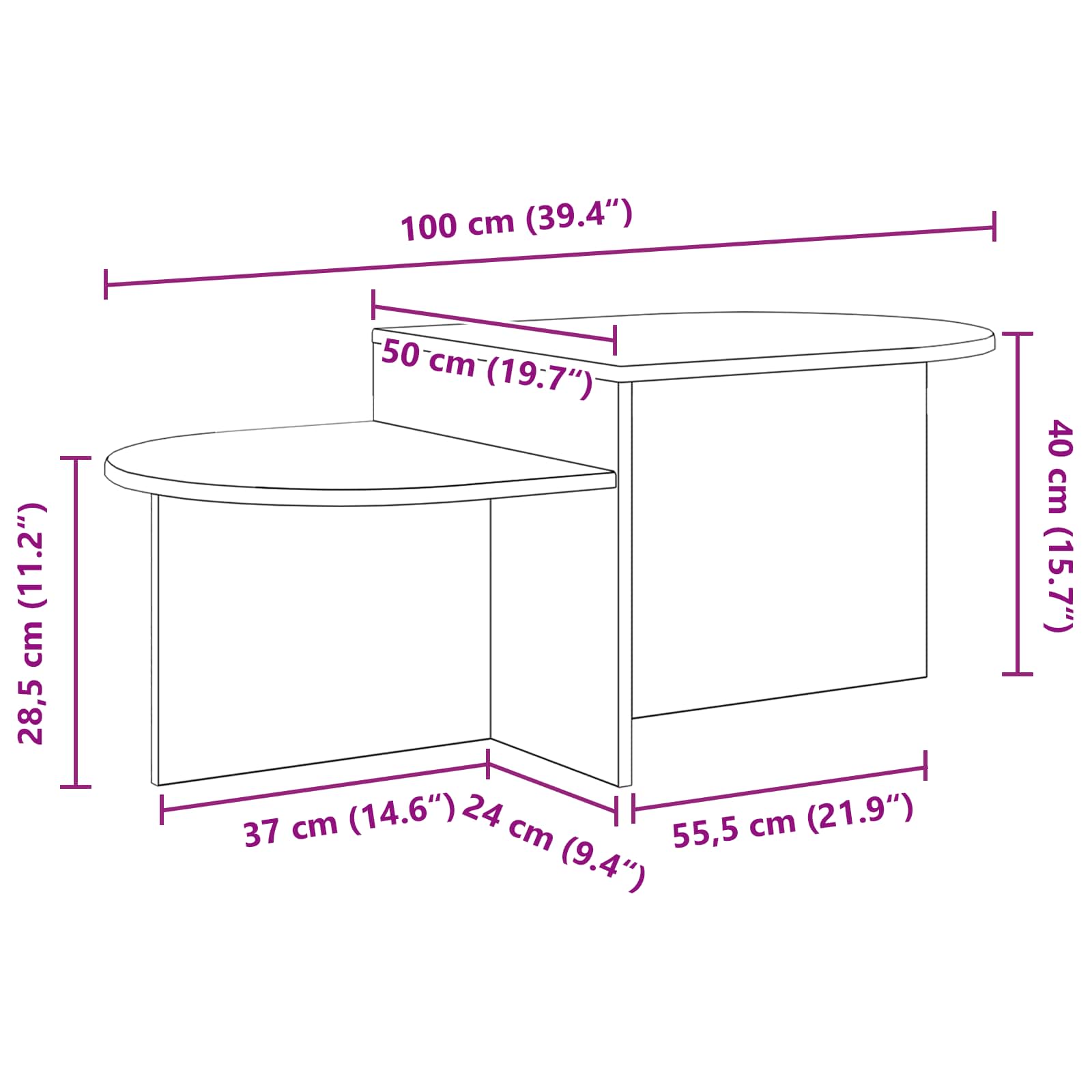 Kava Stol Bijela visokog sjaja 100 x 50 x 40 cm