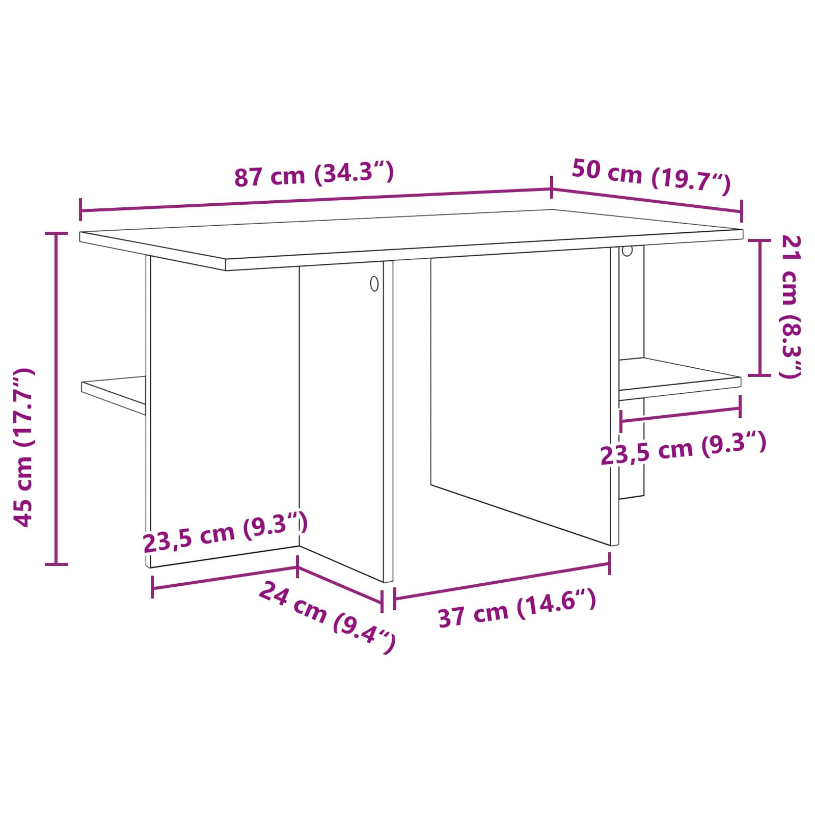 Kava Stol Hrast sonoma 87 x 50 x 45 cm Konstrukcijsko drvo