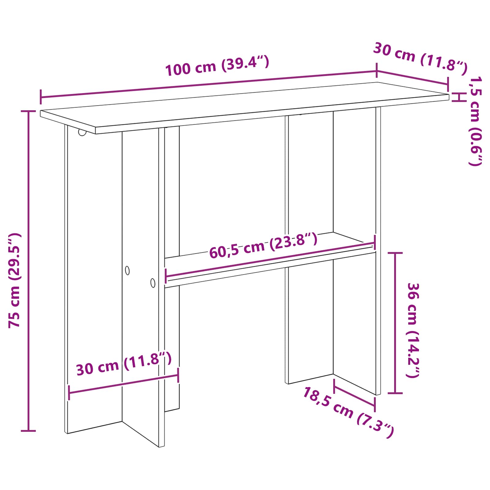 Konzolna stolica Staro drvo 100 x 30 x 75 cm Konstruirano drvo