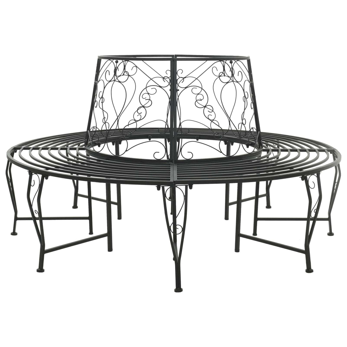 Klupa pod drvetom 8-Broj sjedala Ø 160 x 89 cm Čelik Crna