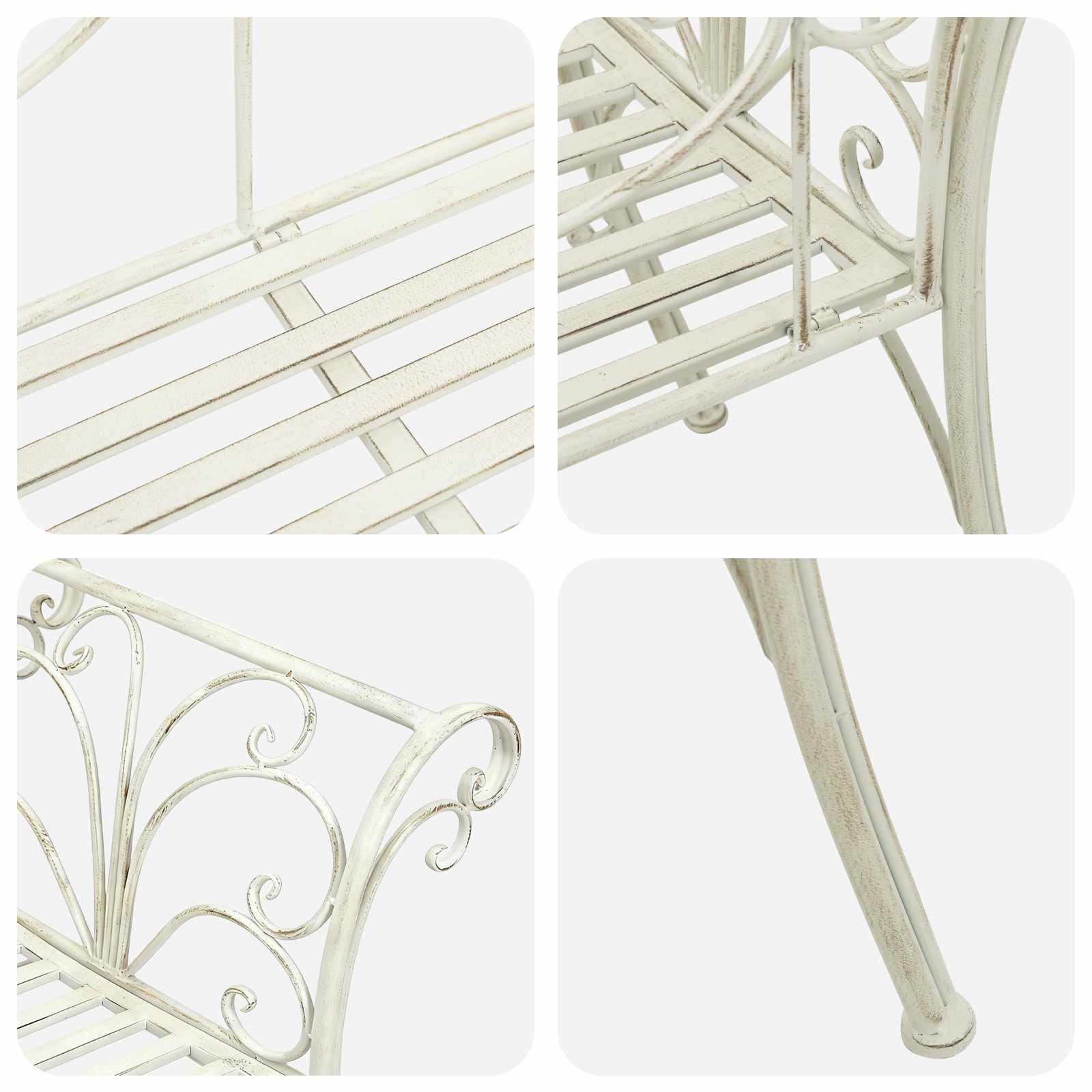 Vrtna klupa 2-Broj sjedala 130 x 47 x 90 cm Čelik Antič White