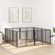 Vrata za pse 8 pcs Crna 100 x 80 cm Cinkani čelik