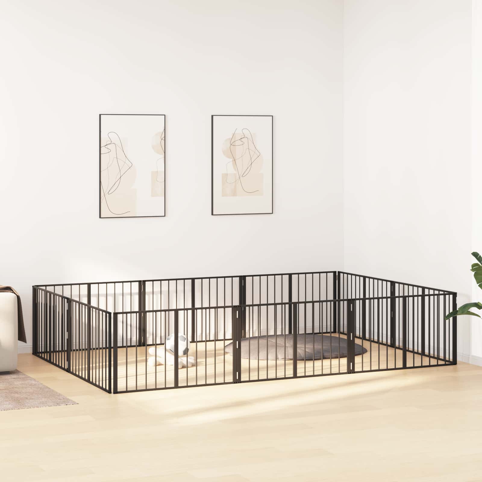Vrata za pse 10 pcs Crna 100 x 60 cm Cinkani čelik
