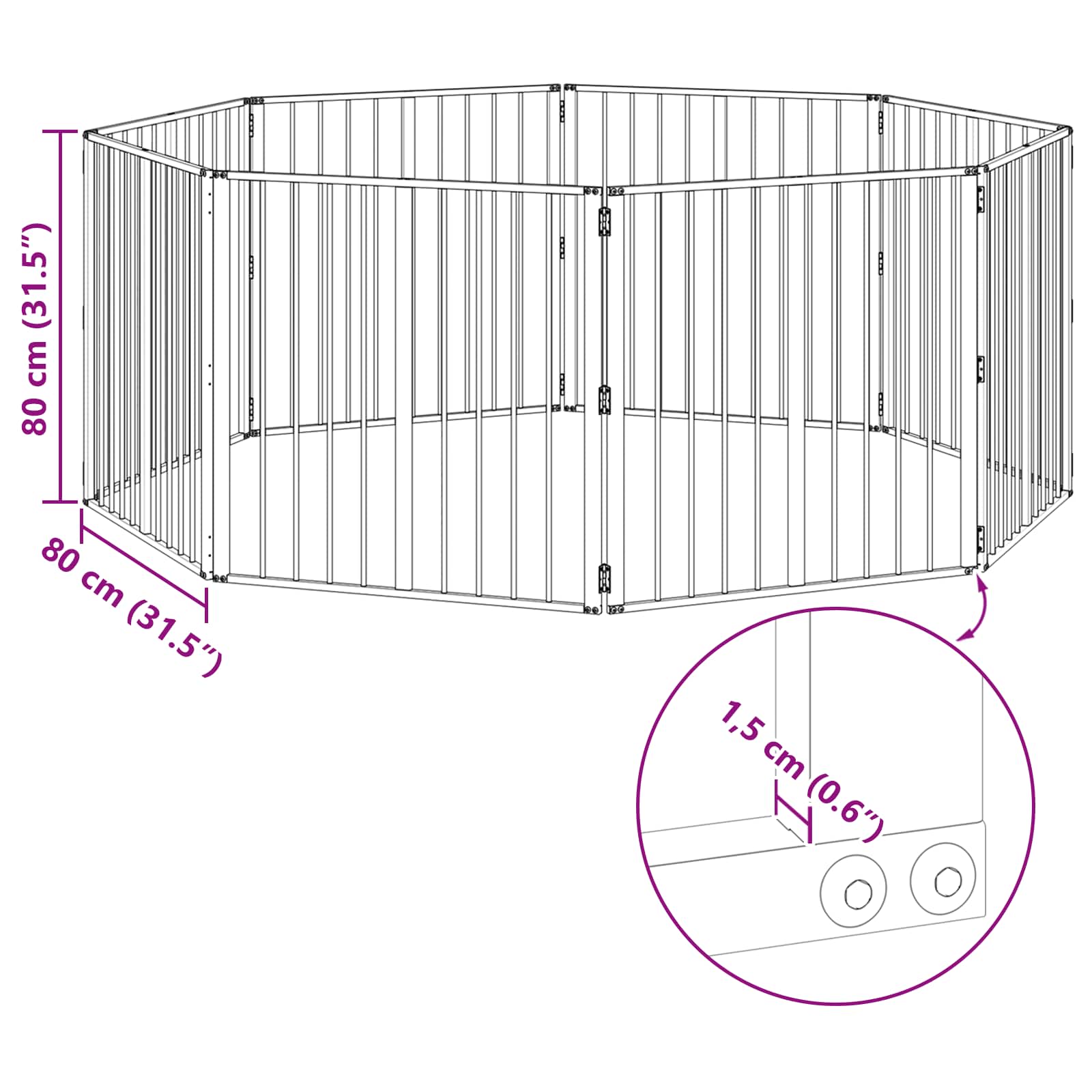 Vrata za pse 8 pcs Crna 80 x 80 cm Cinkani čelik