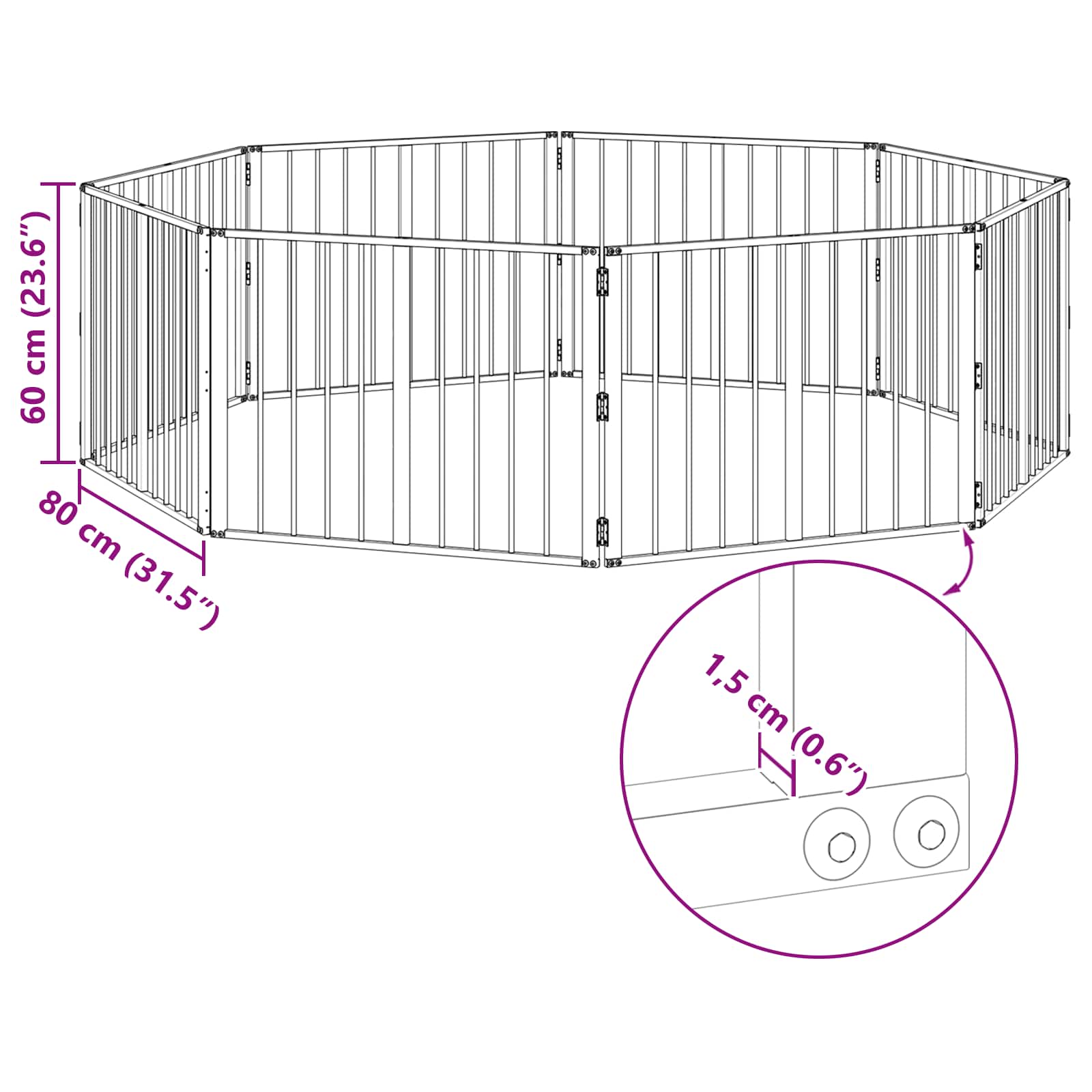 Vrata za pse 8 pcs Crna 80 x 60 cm Cinkani čelik