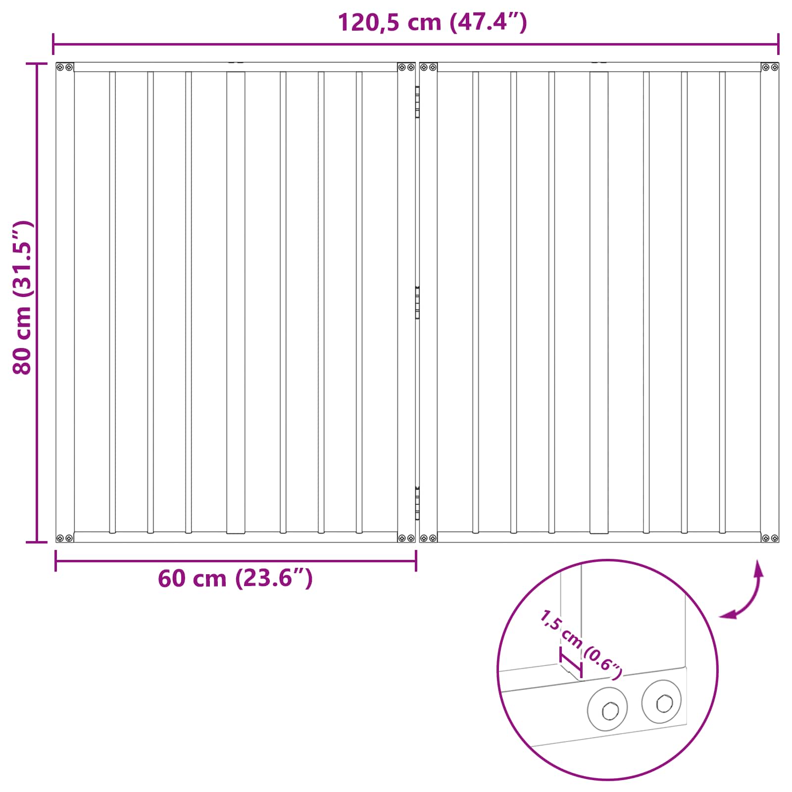 Vrata za pse 2 pcs Crna 60 x 80 cm Cinkani čelik