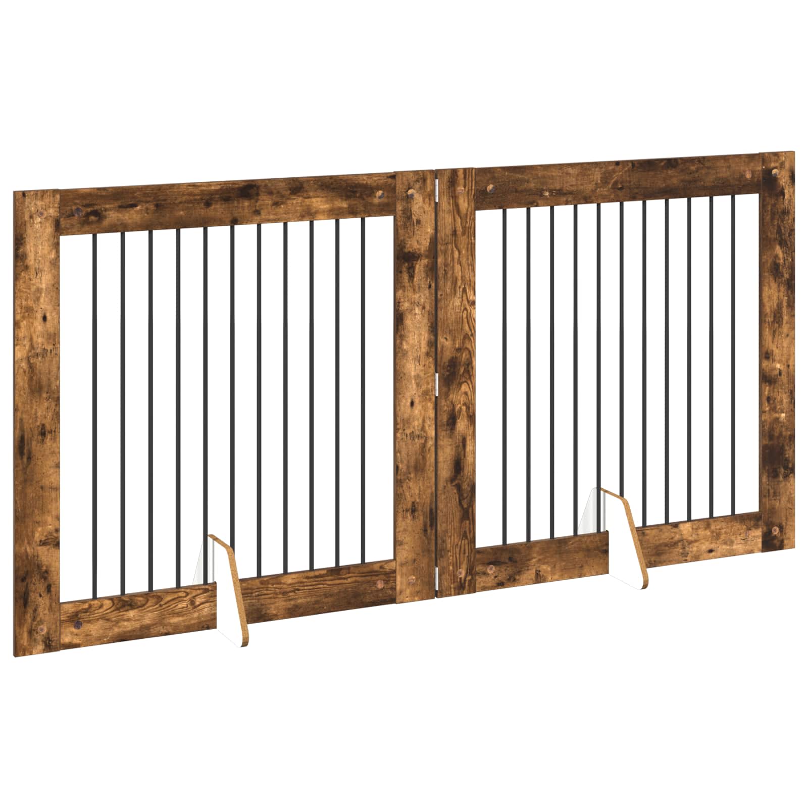 Vrata za pse s postoljem 2 pcs Dimljeni hrast 100 x 100 cm