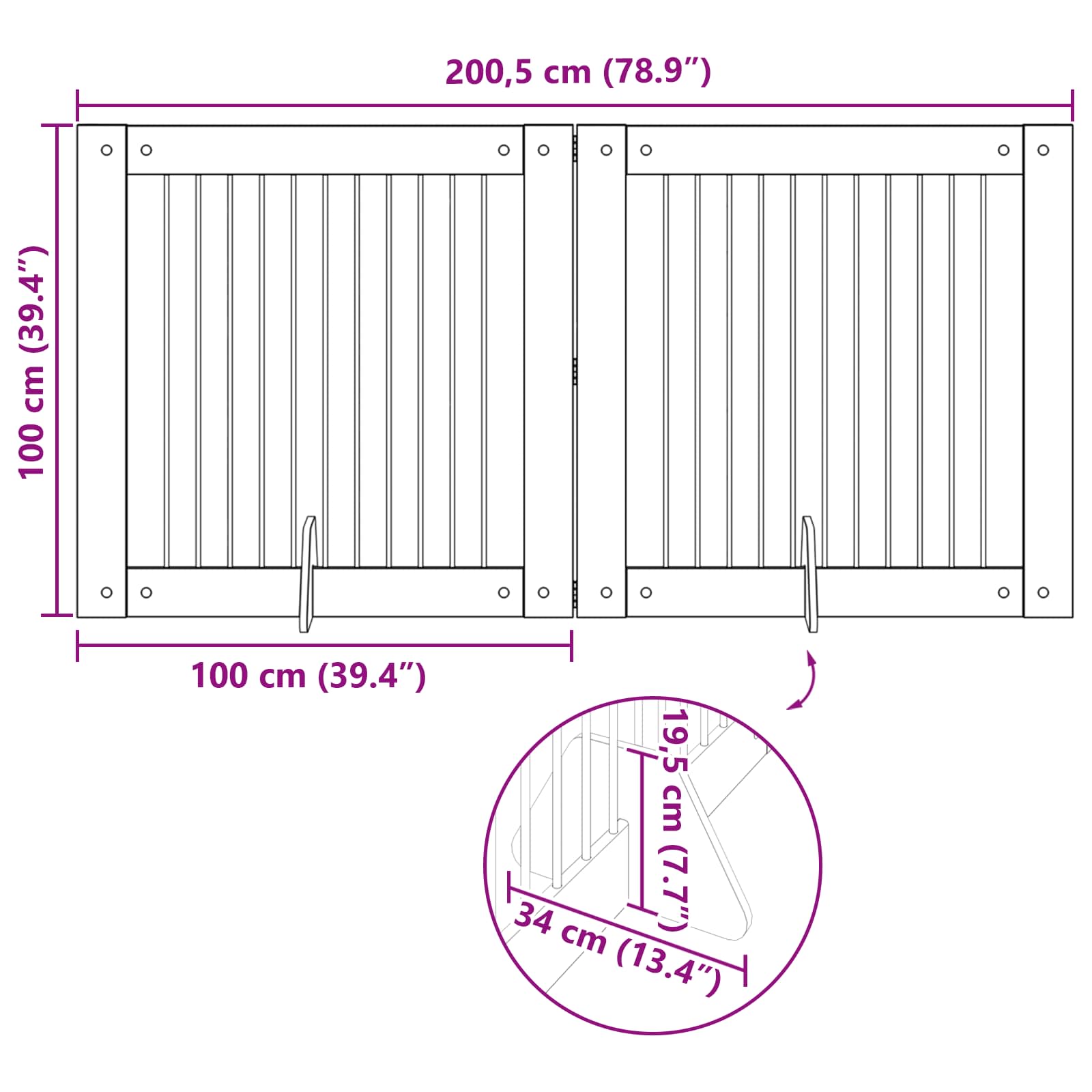 Vrata za pse s postoljem 2 pcs Dimljeni hrast 100 x 100 cm