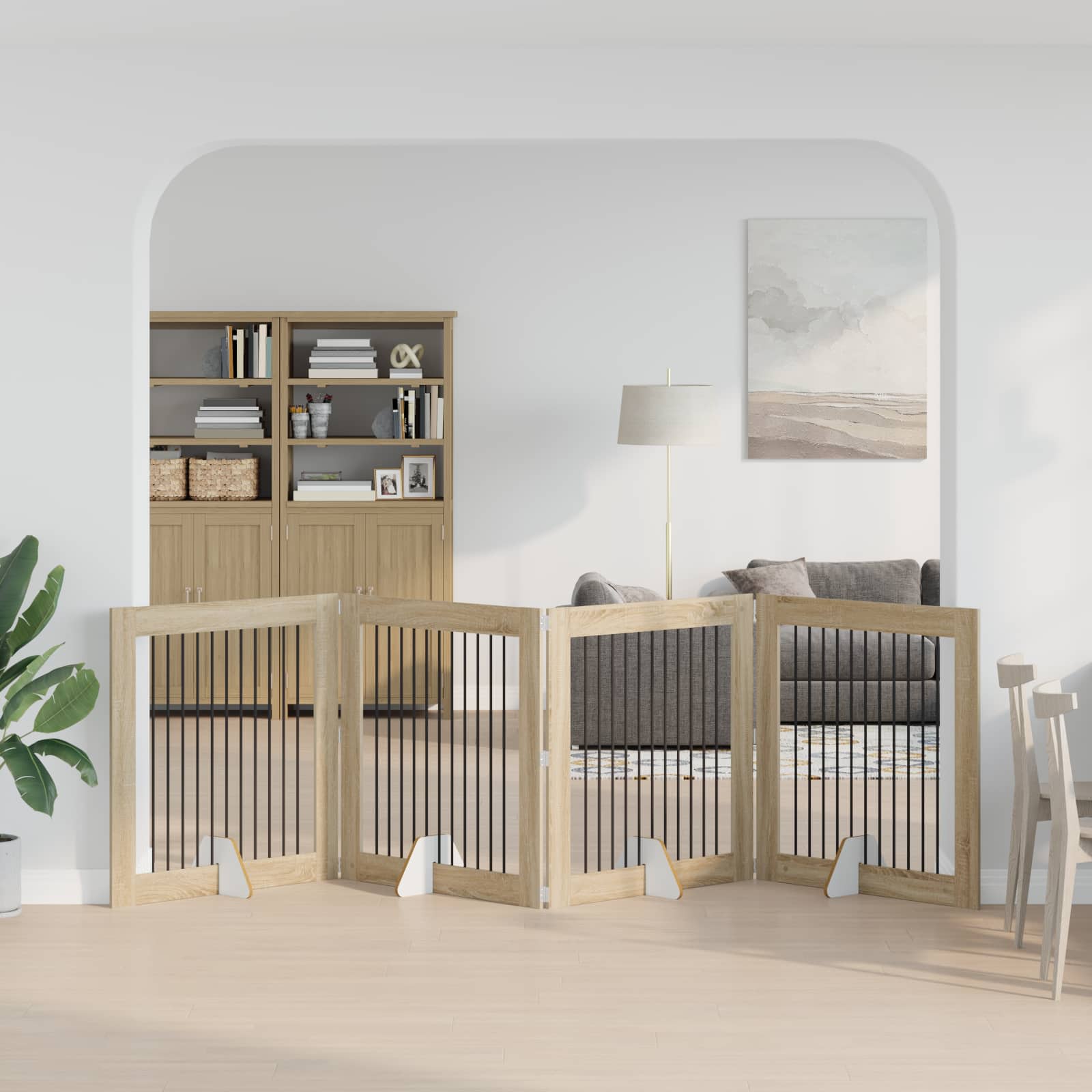 Vrata za pse s postoljem 4 pcs Hrast sonoma 100 x 100 cm