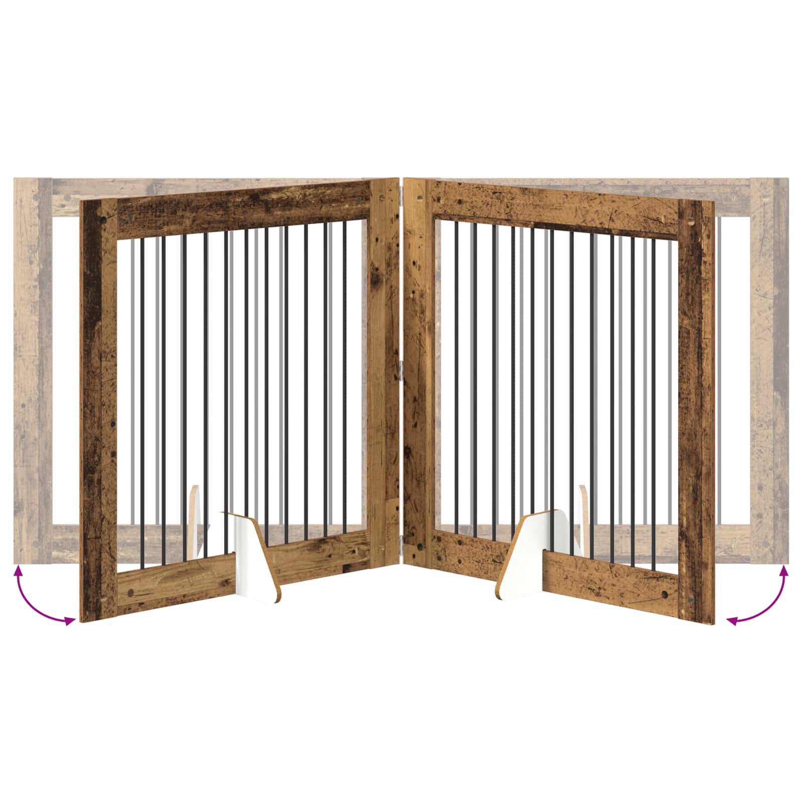 Vrata za pse s postoljem 4 pcs Staro drvo 100 x 100 cm